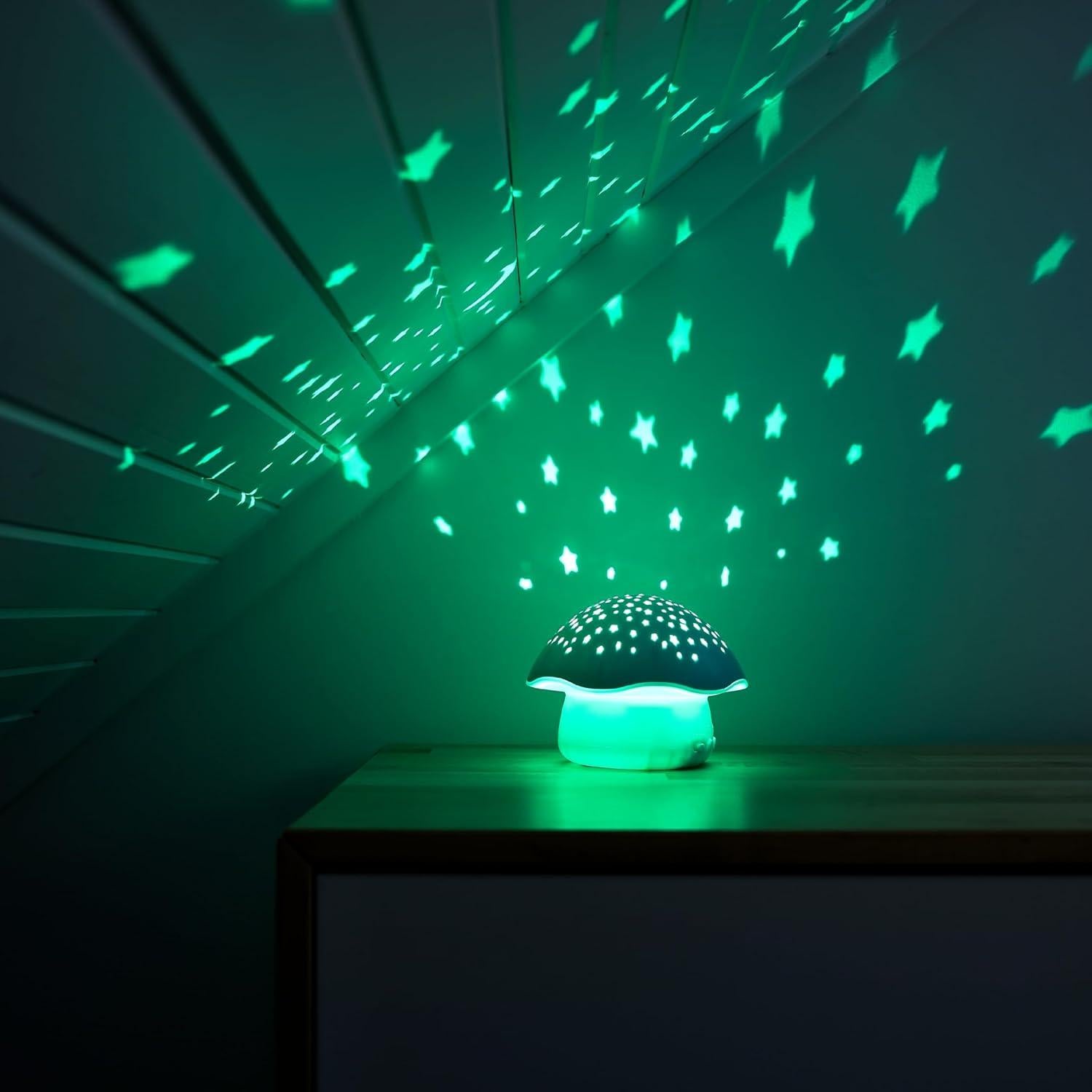 Proyector Nocturno Musical Hongo Celeste para Bebés - Luz y Sonido