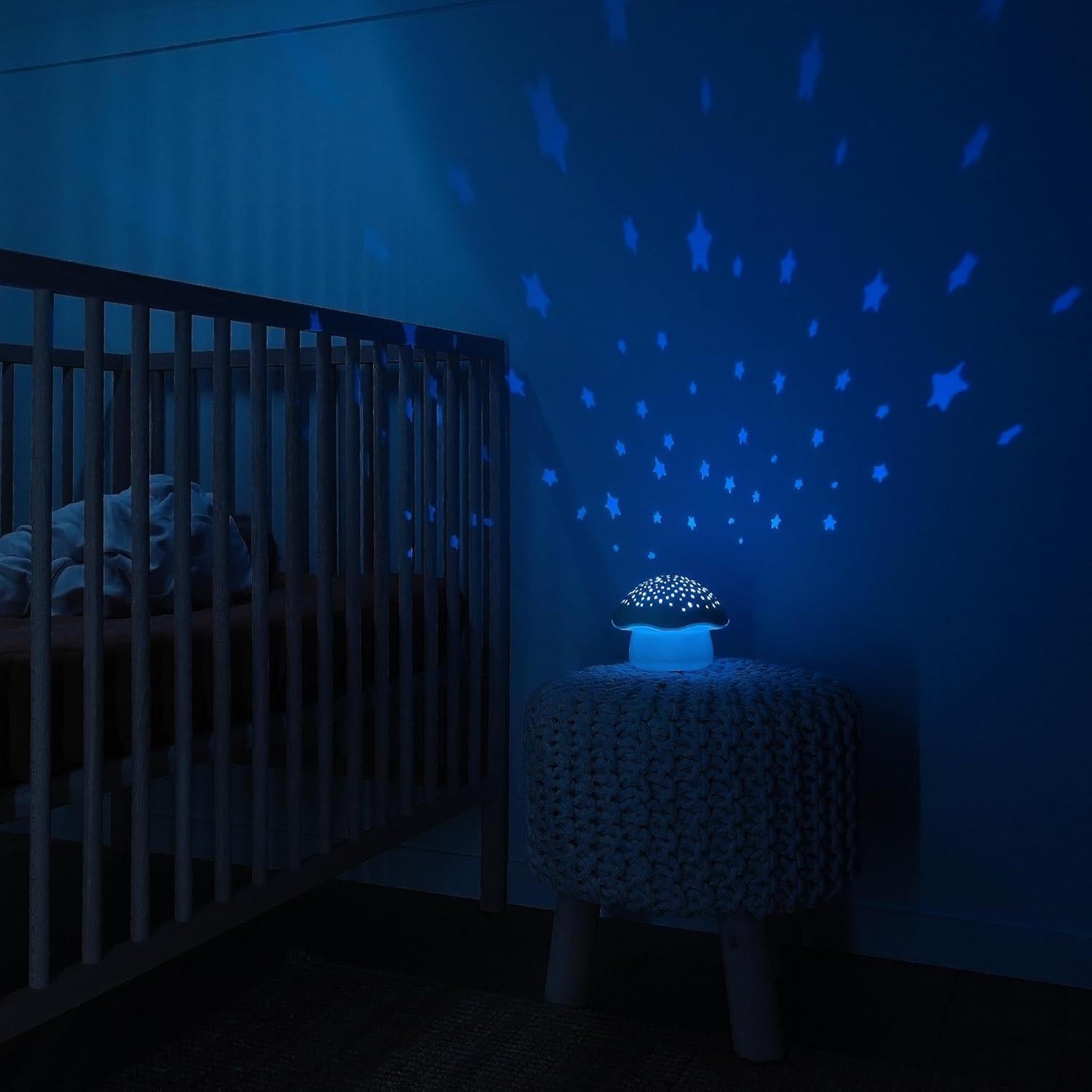Proyector Nocturno Musical Hongo Celeste para Bebés - Luz y Sonido