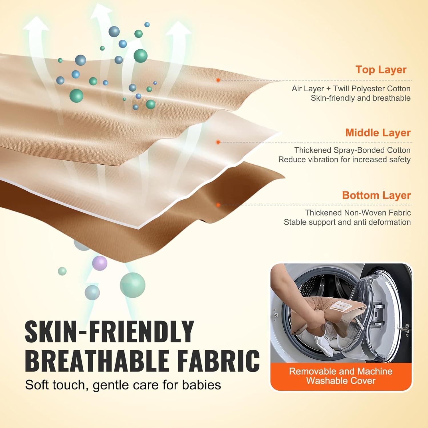 Columpio Plegable para Bebés VEVOR con Arnés 3 Puntos Camel