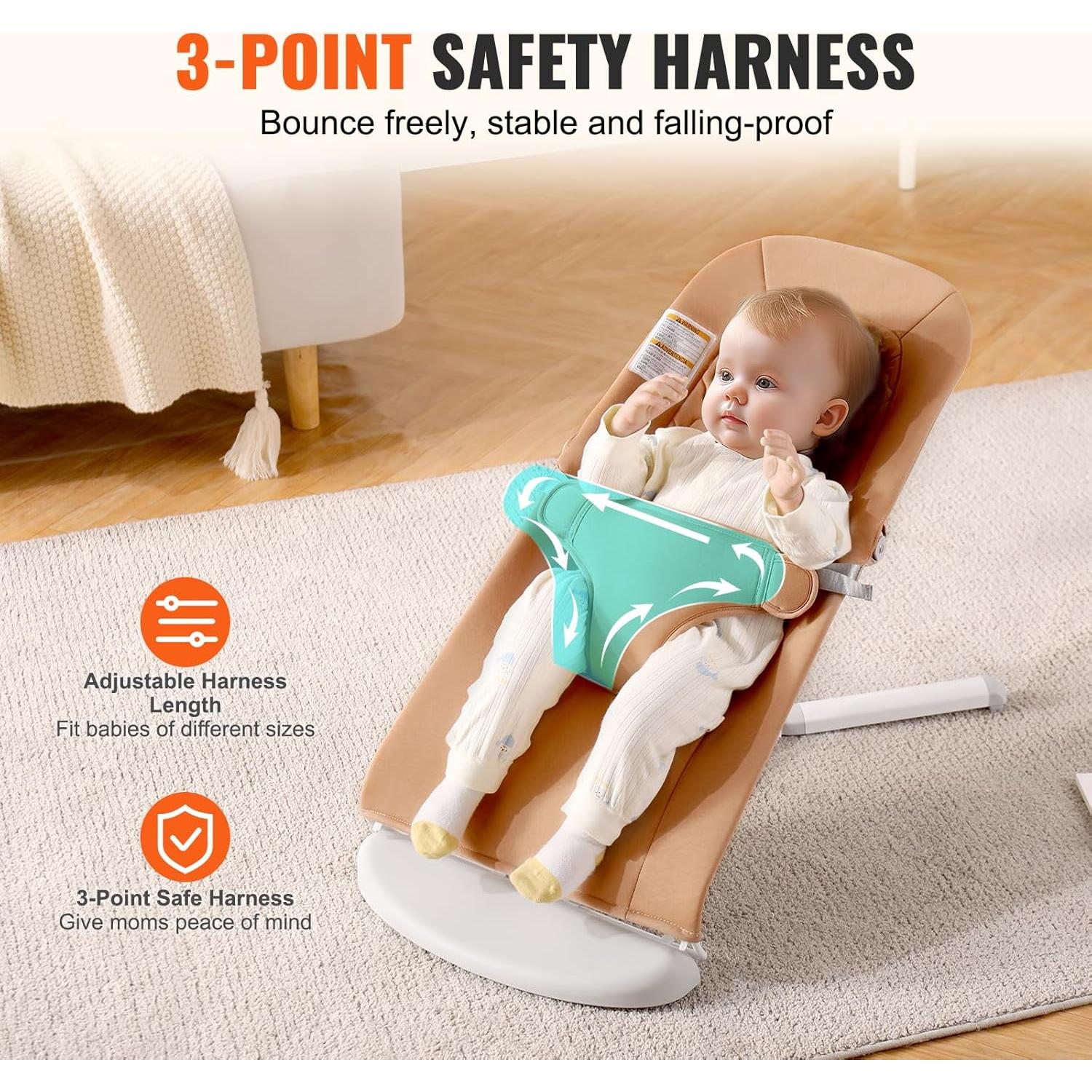 Columpio Plegable para Bebés VEVOR con Arnés 3 Puntos Camel