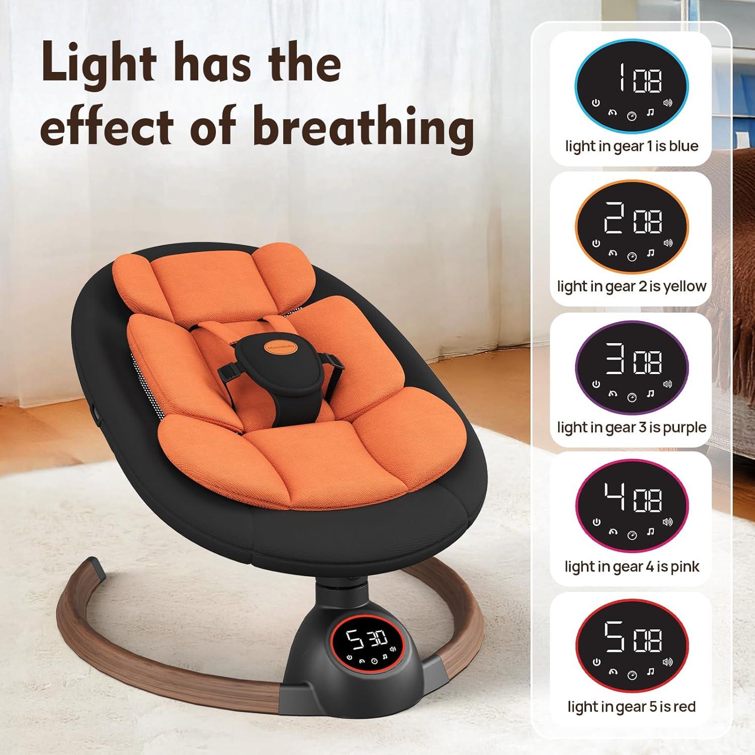 Columpio Eléctrico para Bebés Monniebaby con Bluetooth 5 Velocidades