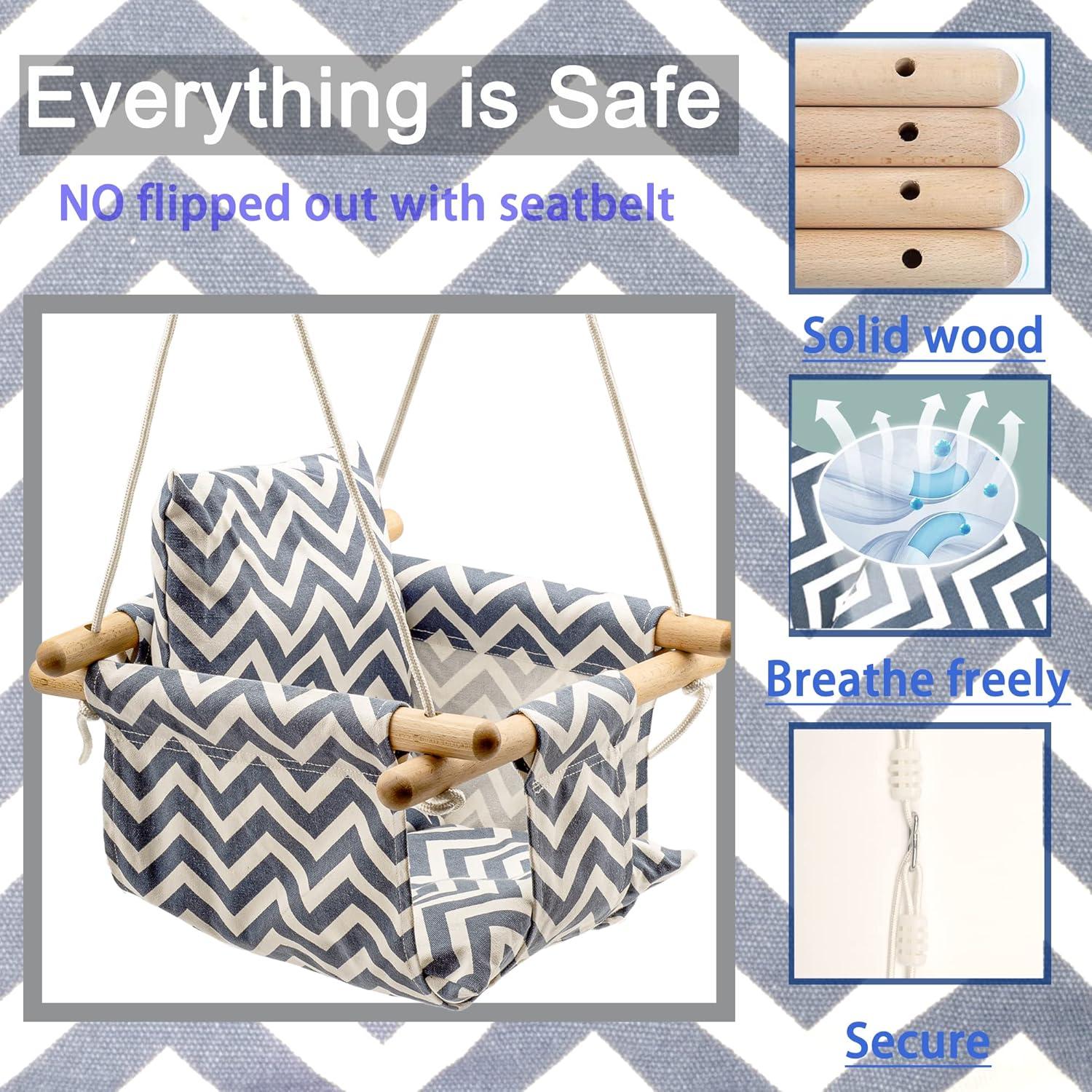 Silla Colgante para Bebé KINSPORY de Lona con Cojín 40x160cm