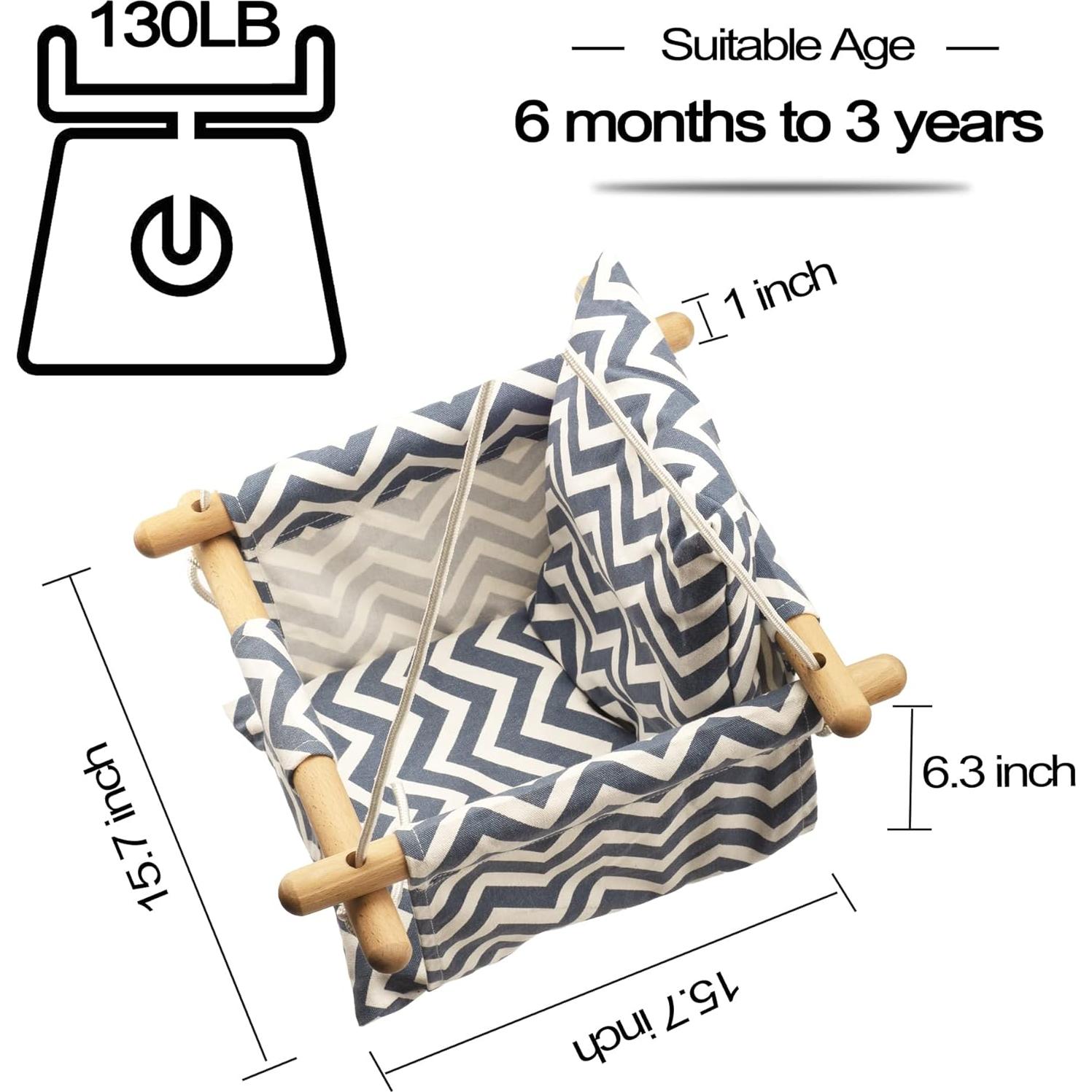 Silla Colgante para Bebé KINSPORY de Lona con Cojín 40x160cm