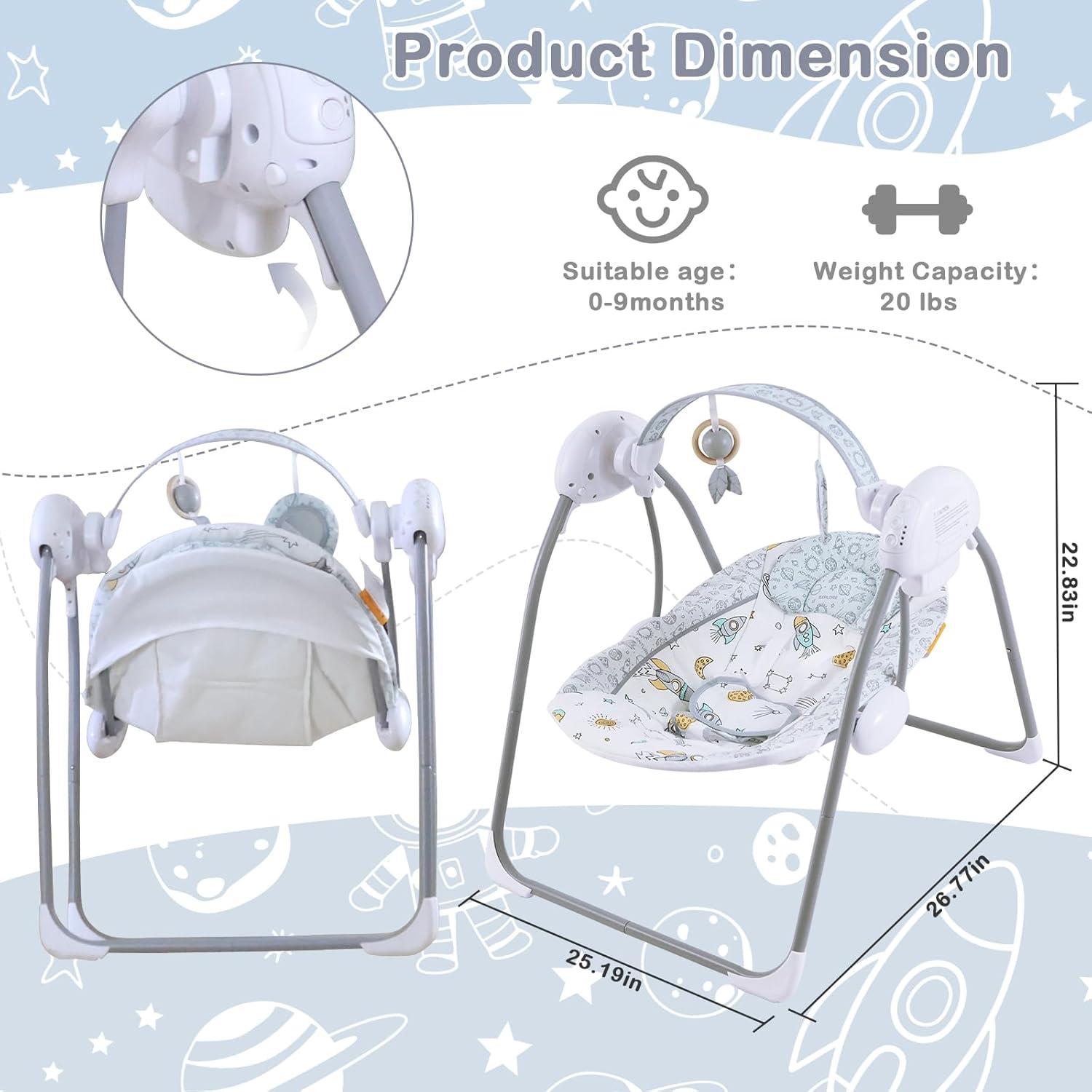 Columpio para Bebé Otrolepota Plegable con Música 0-9 Meses