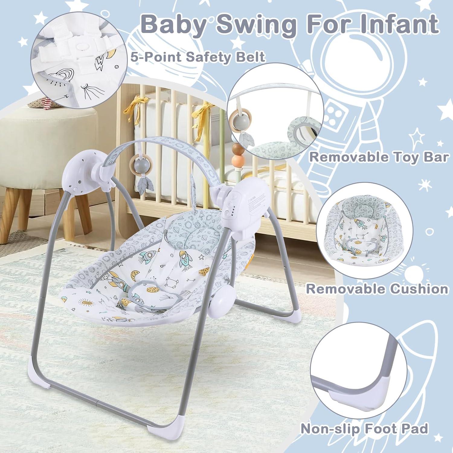 Columpio para Bebé Otrolepota Plegable con Música 0-9 Meses