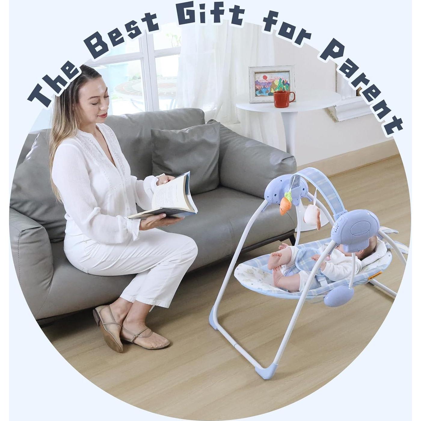 Hamaca Portátil para Bebés SG2401 Azul, 5 Velocidades, Música