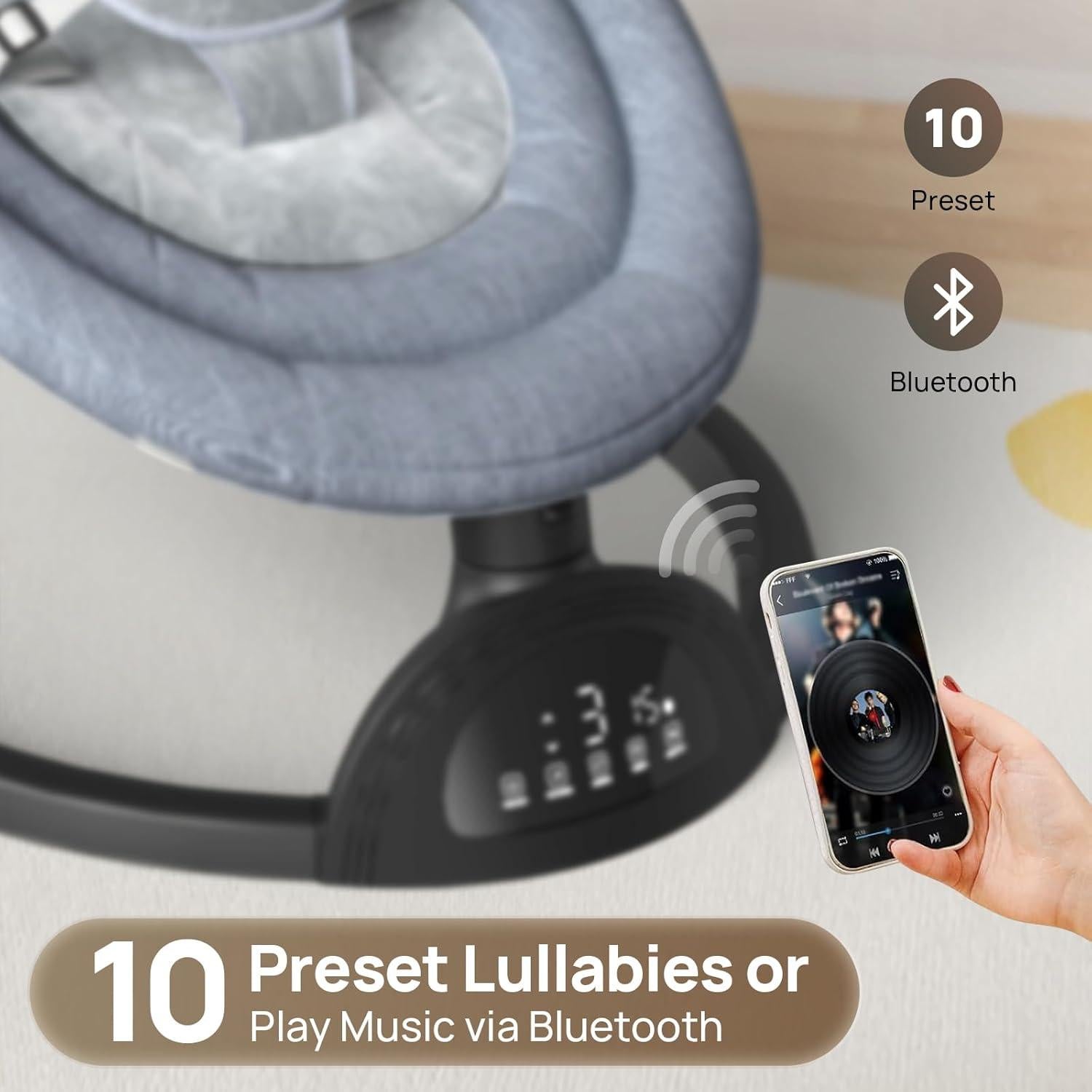 Hamaca Portátil para Bebés Monniebaby con Bluetooth y 5 Modos