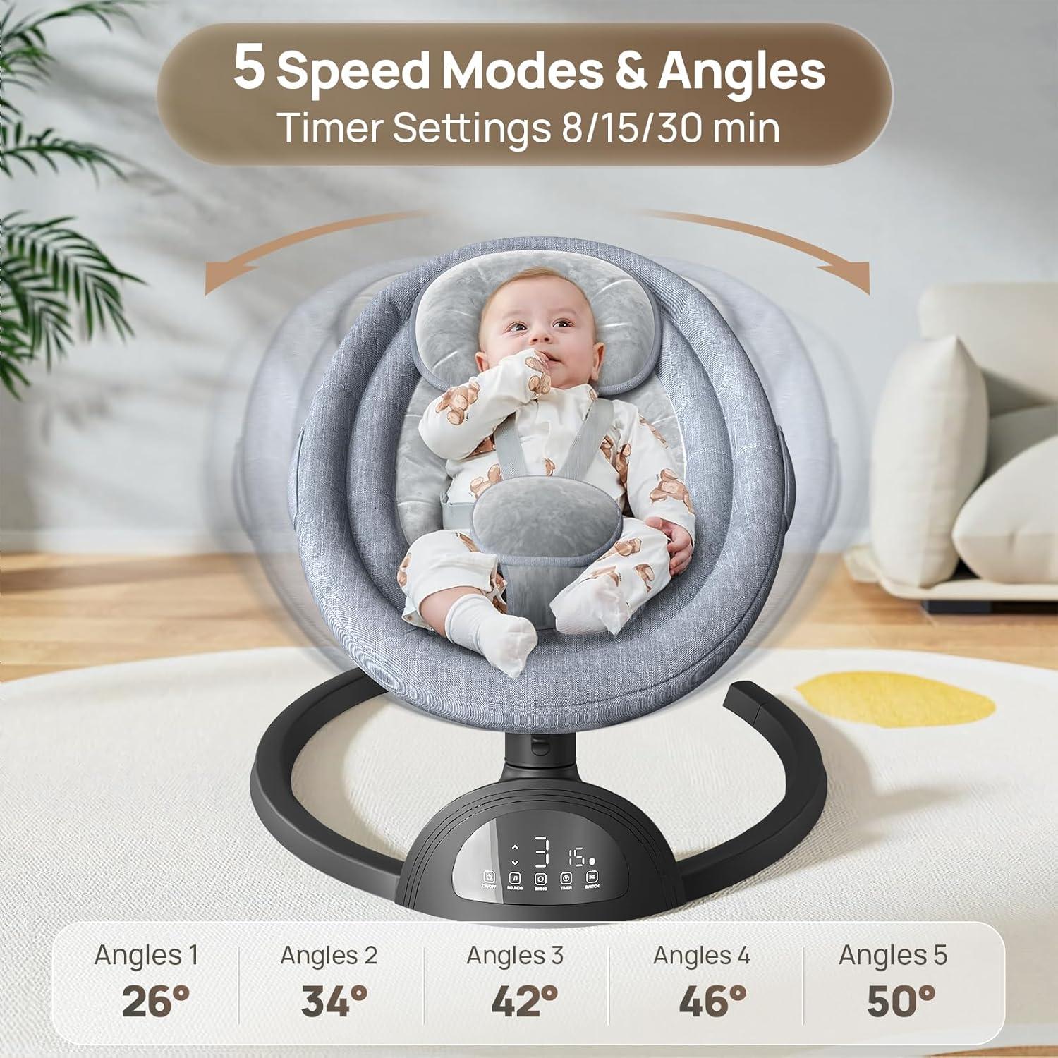 Hamaca Portátil para Bebés Monniebaby con Bluetooth y 5 Modos