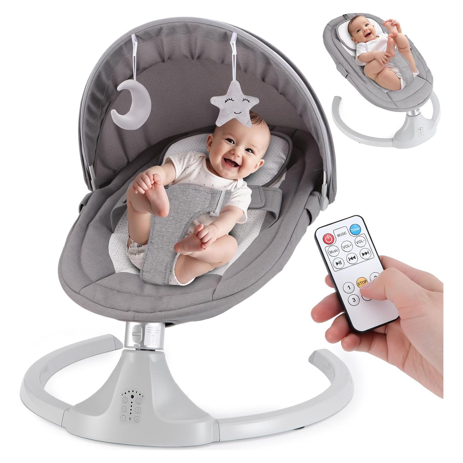 Columpio Eléctrico para Bebés Harhoers 0-6 Meses Bluetooth 5 Velocidades