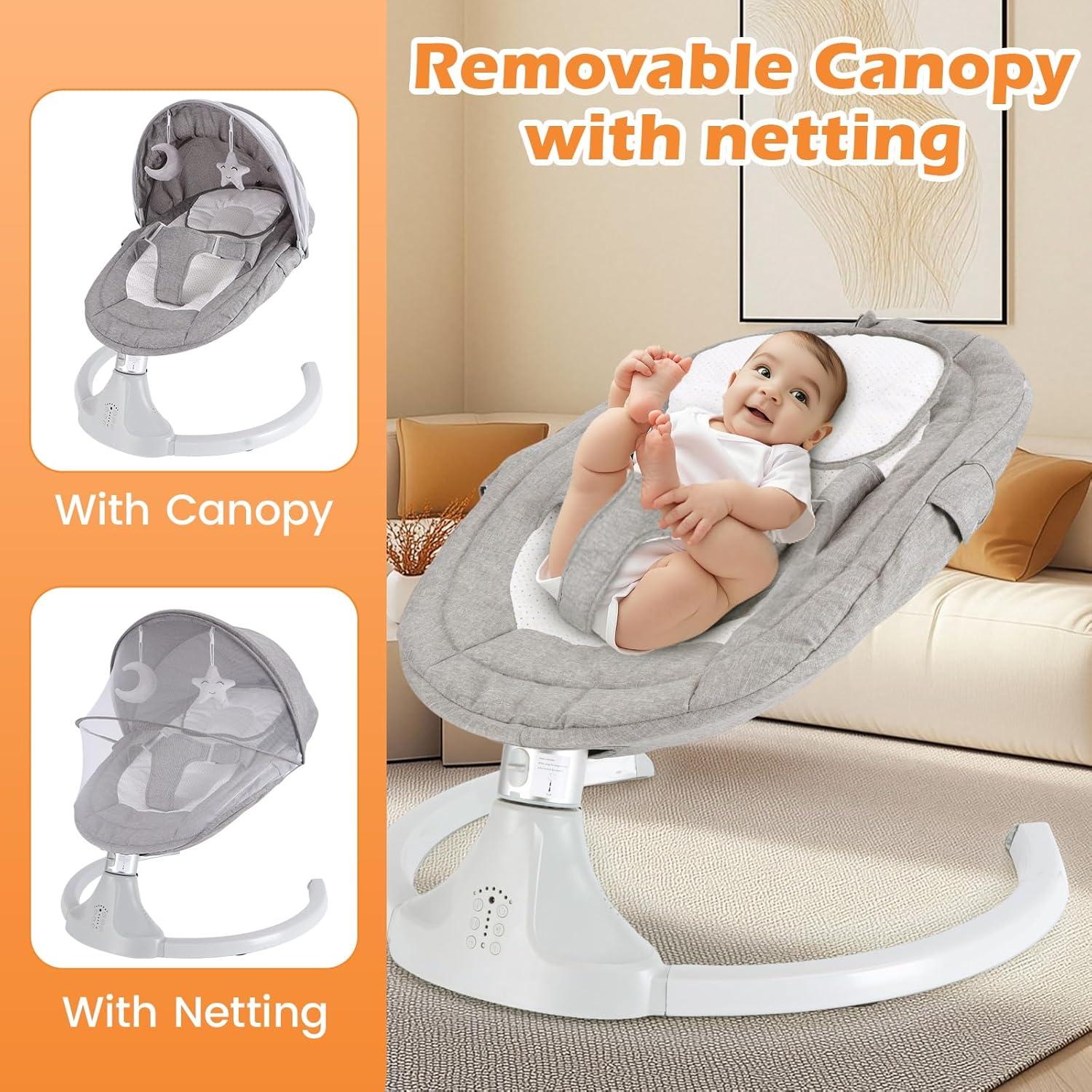 Columpio Eléctrico para Bebés Harhoers 0-6 Meses Bluetooth 5 Velocidades