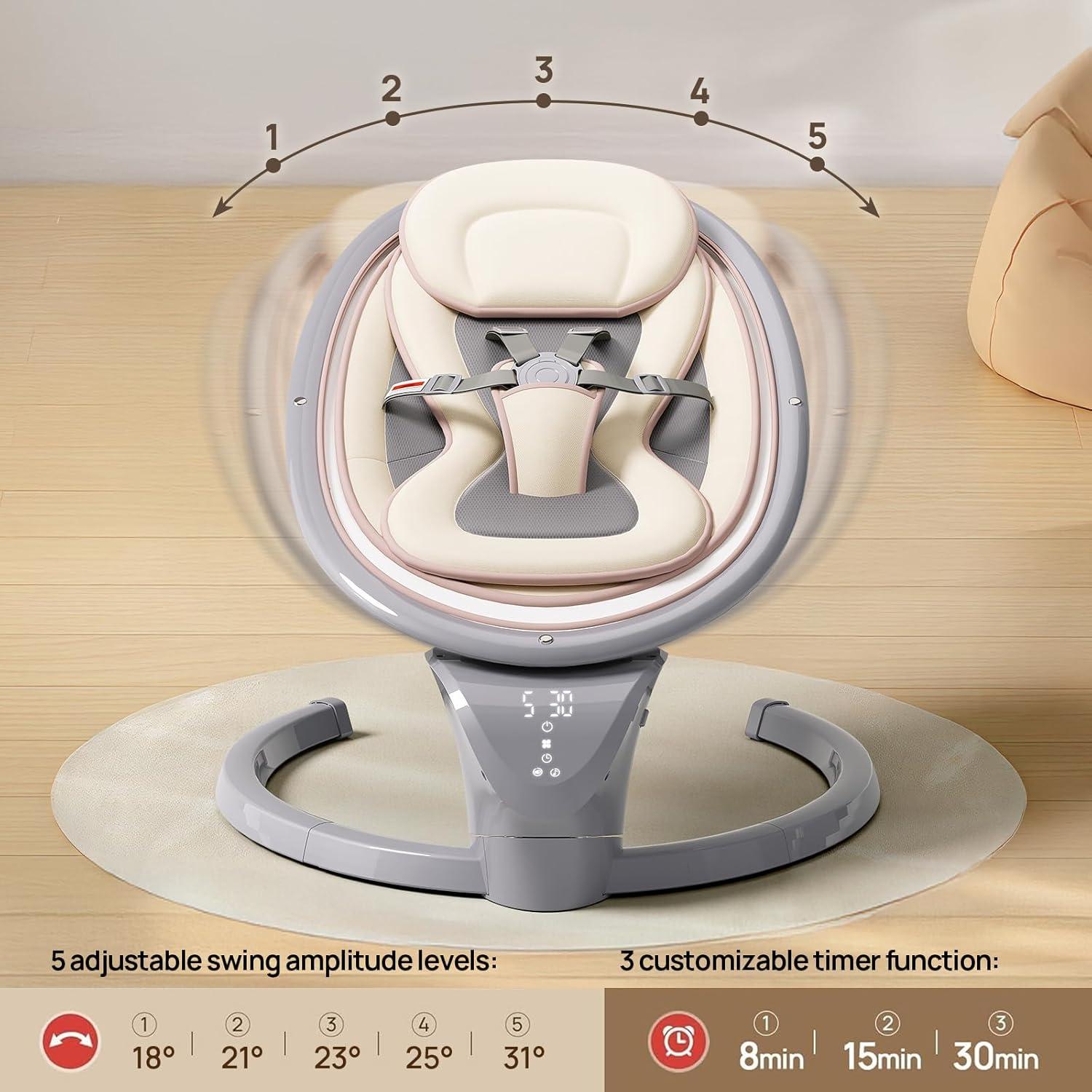 Columpio portátil para bebés con control remoto y 5 velocidades