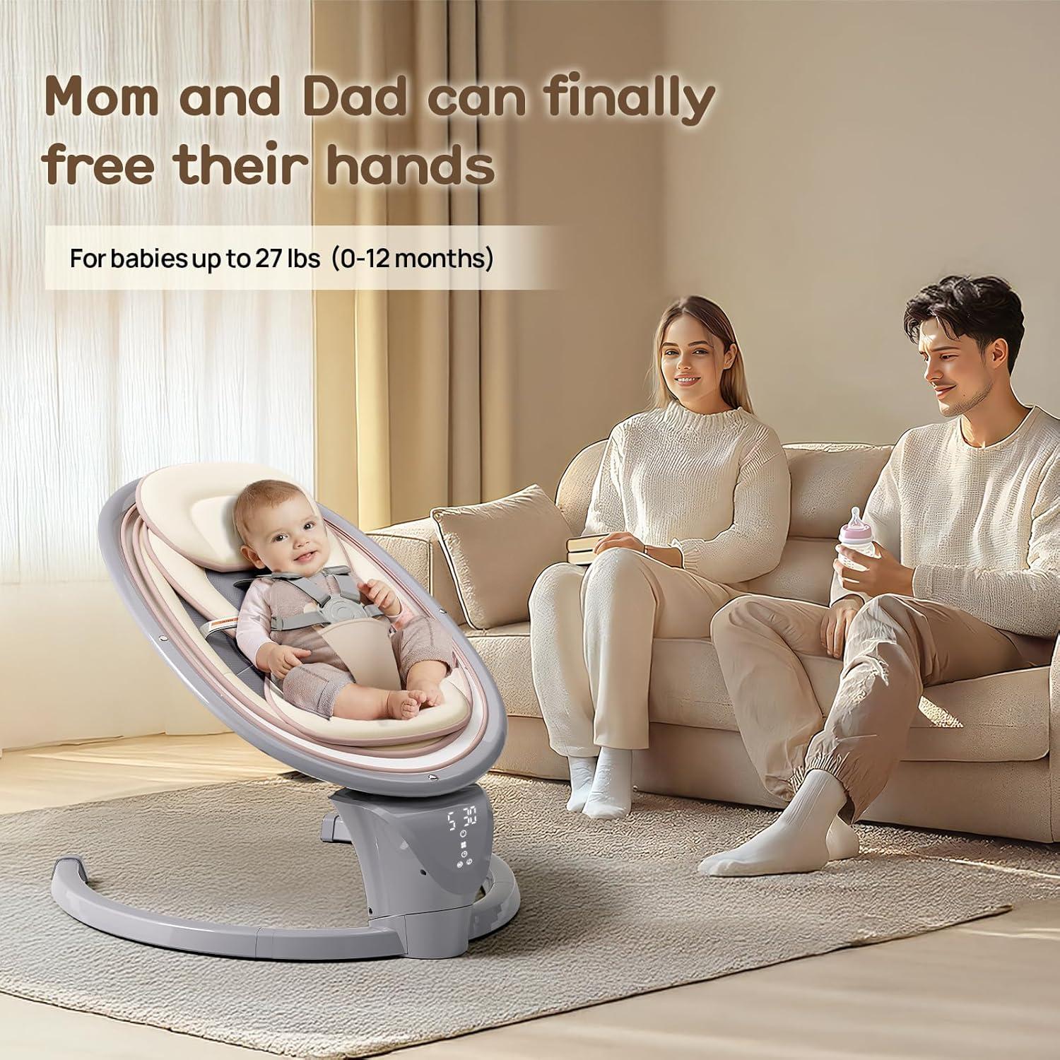 Columpio portátil para bebés con control remoto y 5 velocidades