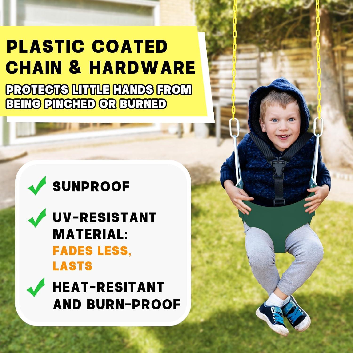 Columpio para Bebés AOBOTE Verde con Arnés de Seguridad 3 Puntos