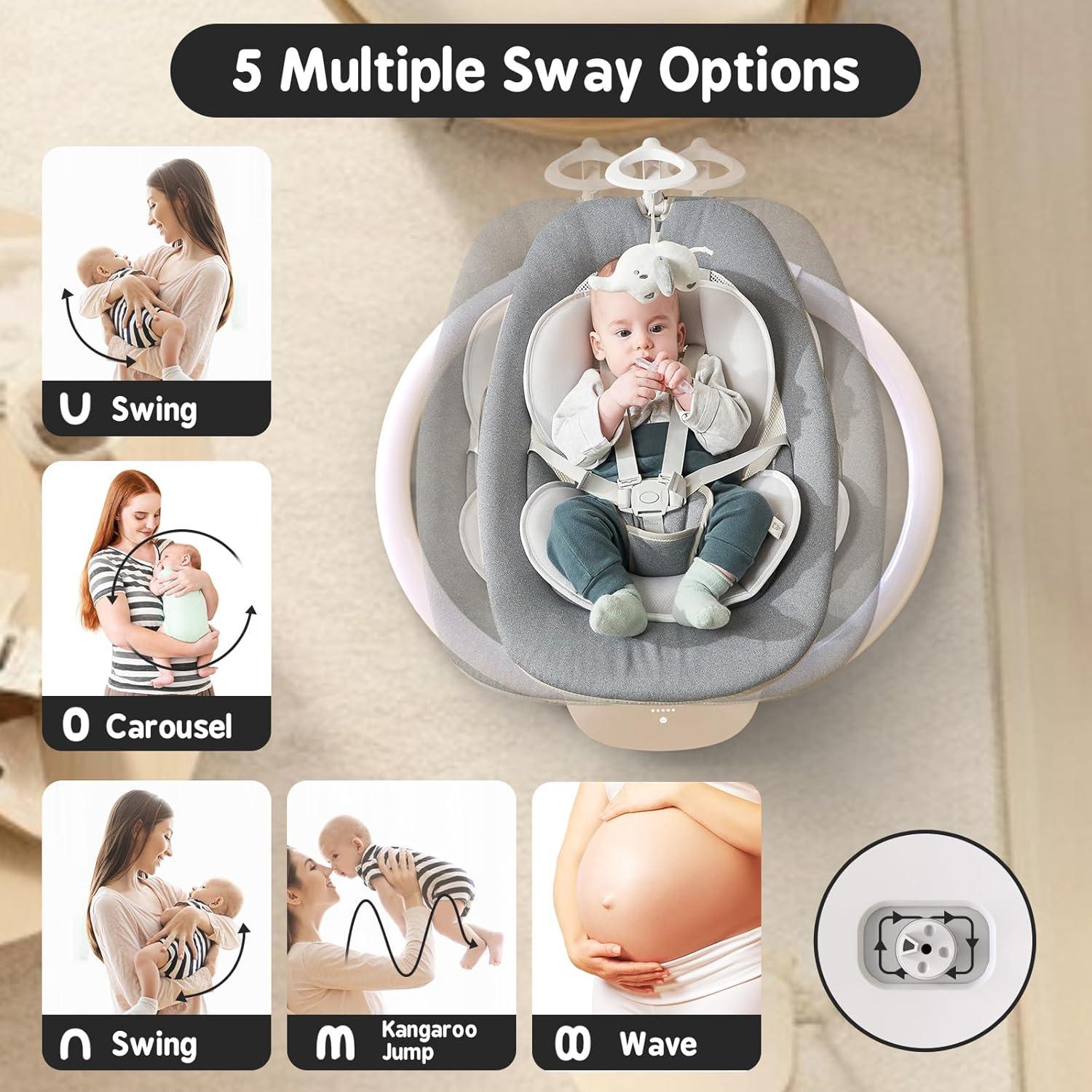 Columpio Eléctrico para Bebés Derson con Control Remoto 5 Modos