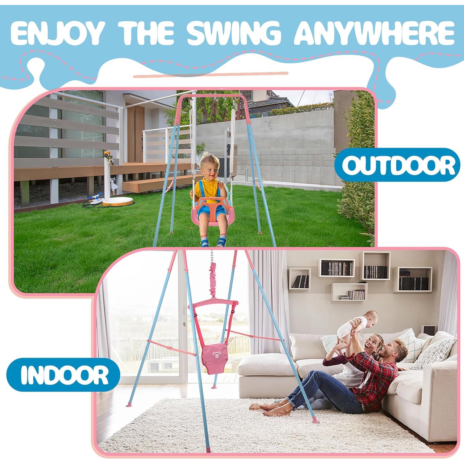 Columpio y Saltador 2 en 1 TOREVSIOR para Bebés Rosa