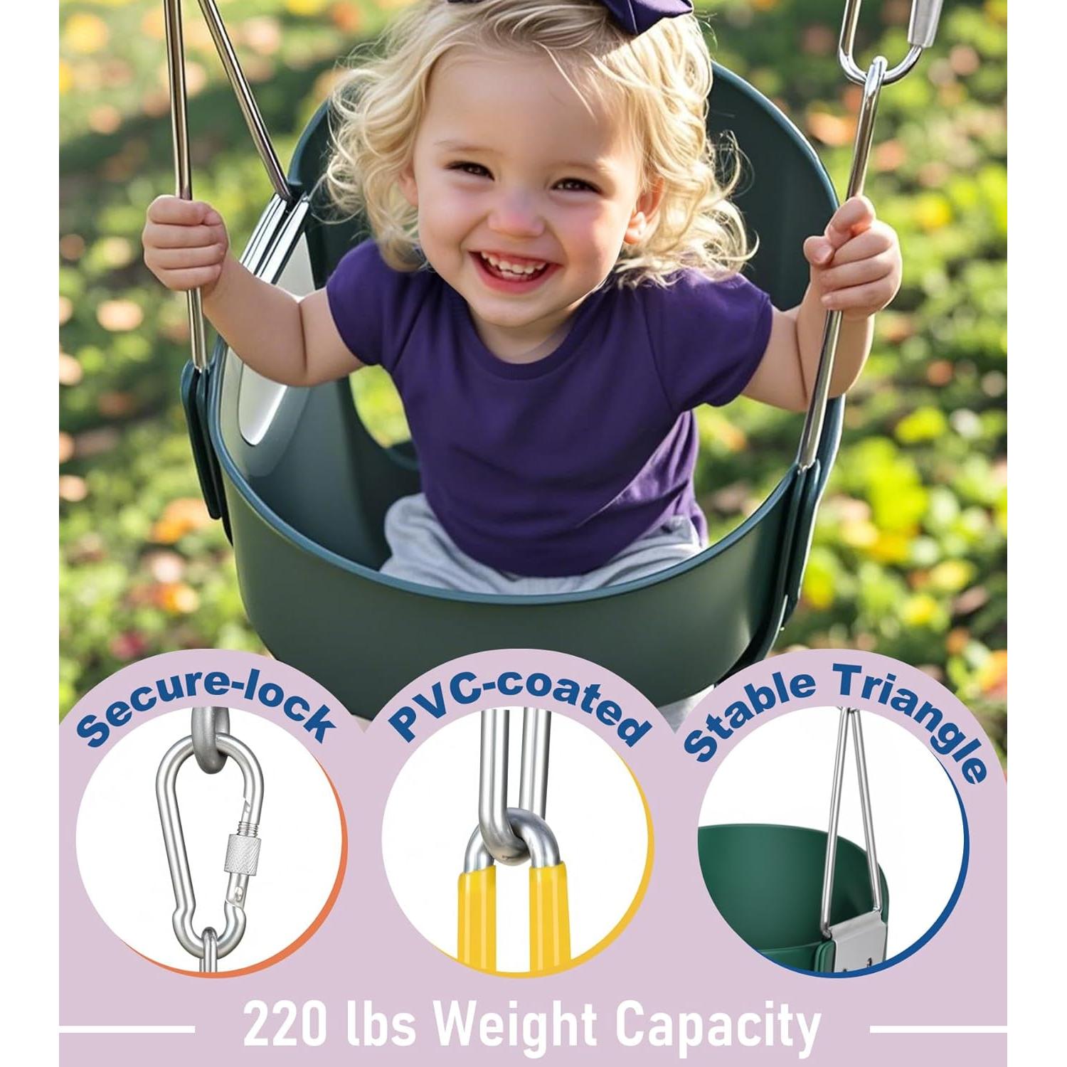 Columpio de Cubo Little Dove Verde con Respaldo Alto 99.79 kg