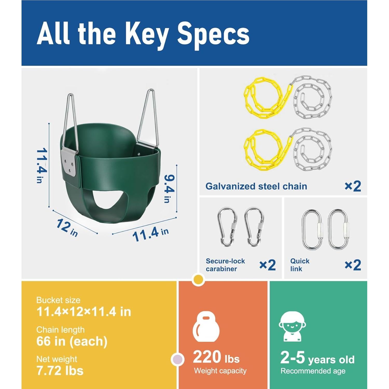 Columpio de Cubo Little Dove Verde con Respaldo Alto 99.79 kg