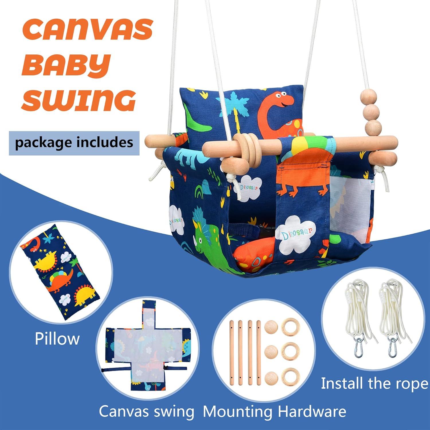 Columpio para Bebés FAETKLC con Asiento de Algodón - Dinosaurio