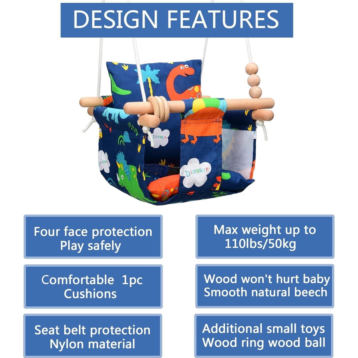 Columpio para Bebés FAETKLC con Asiento de Algodón - Dinosaurio
