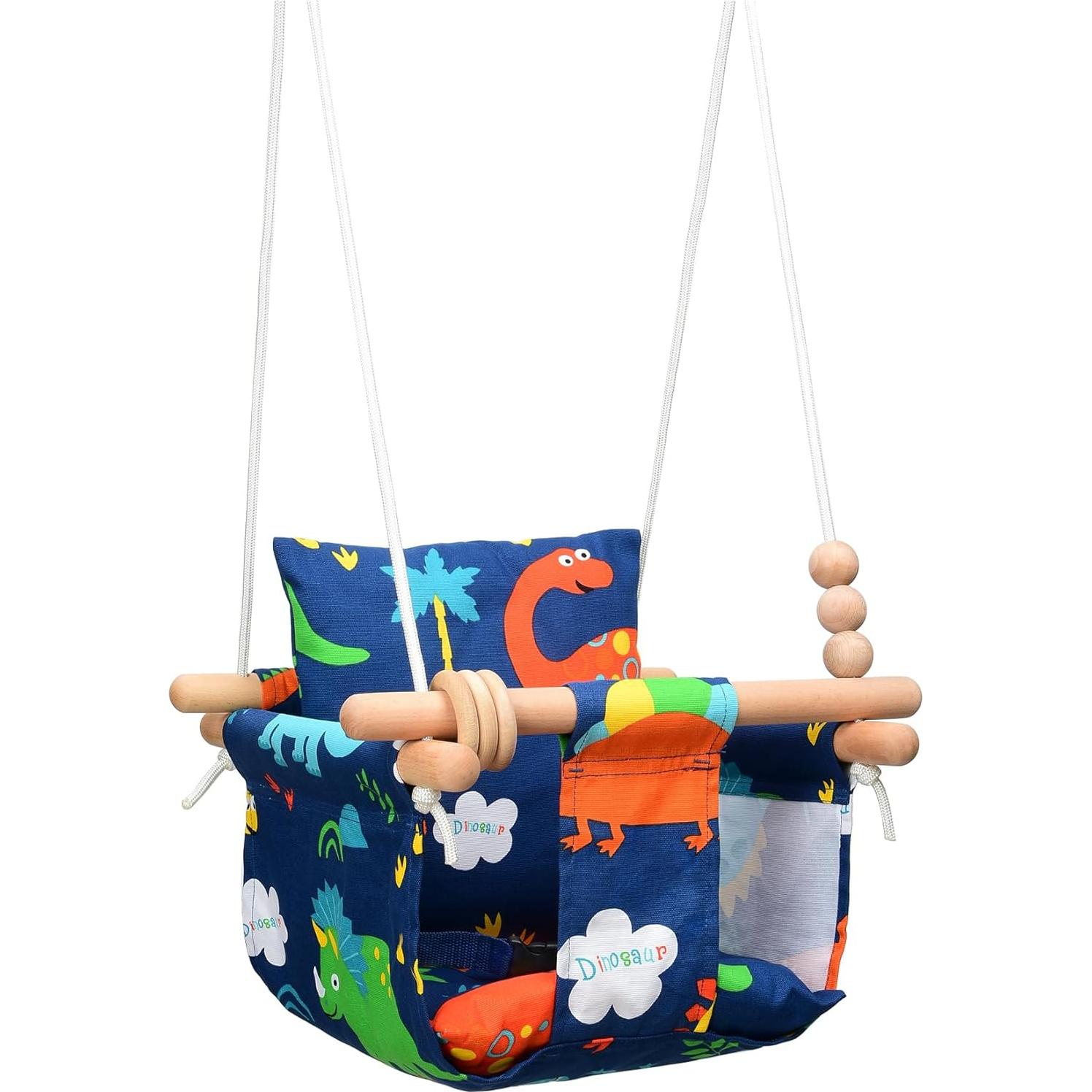 Columpio para Bebés FAETKLC con Asiento de Algodón - Dinosaurio