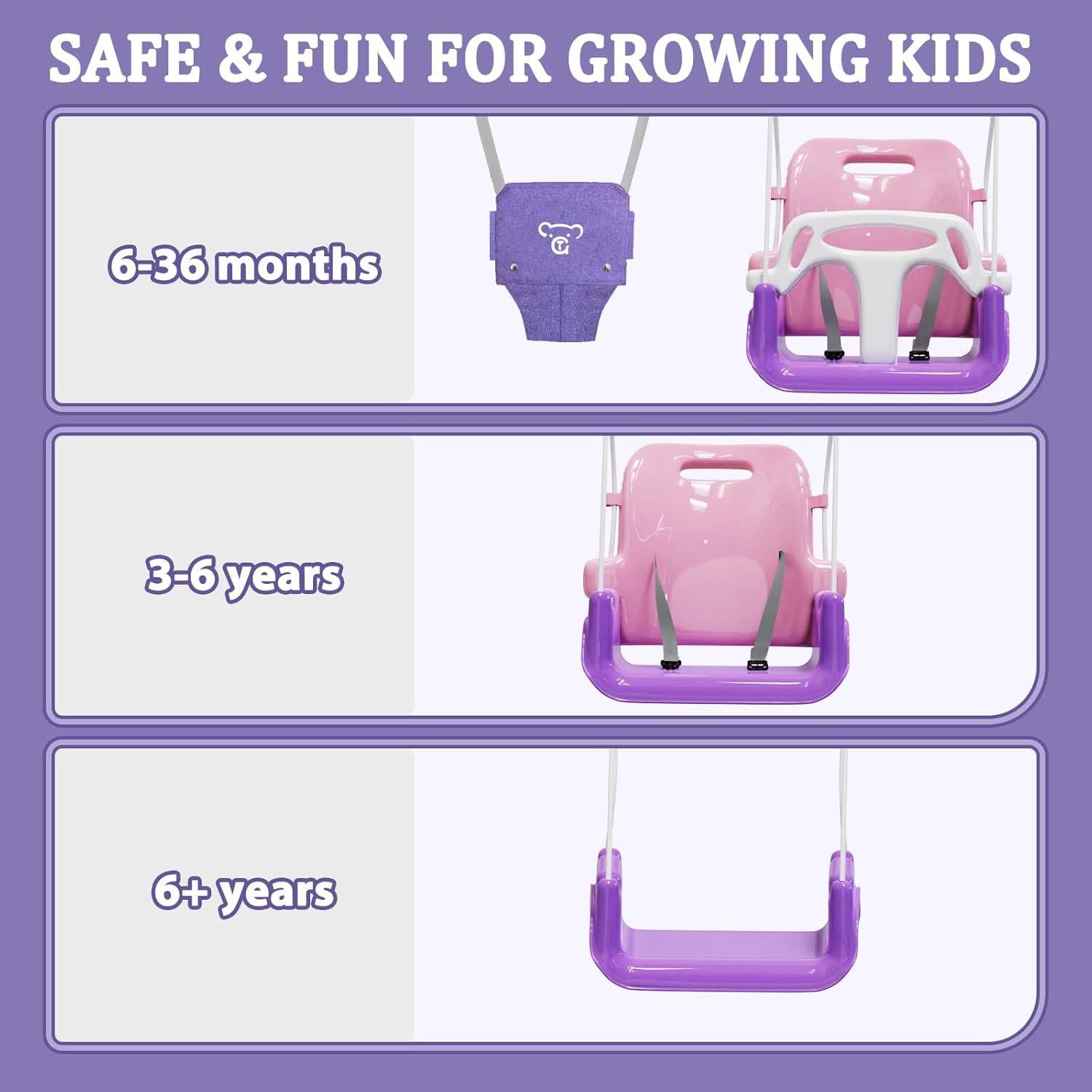 Columpio y Saltador 2 en 1 JWPEHOE Rosa Plegable con Cojín