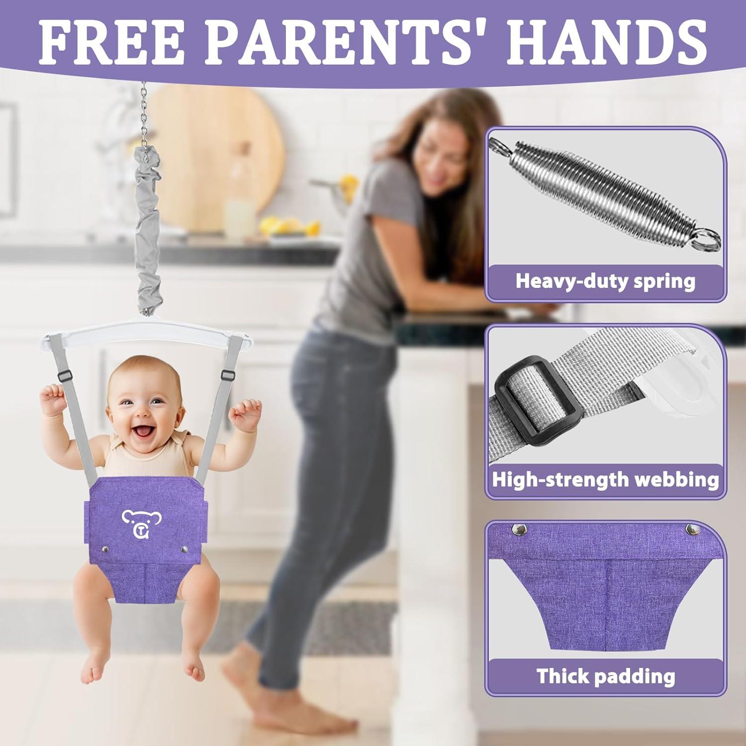 Columpio y Saltador 2 en 1 JWPEHOE Rosa Plegable con Cojín