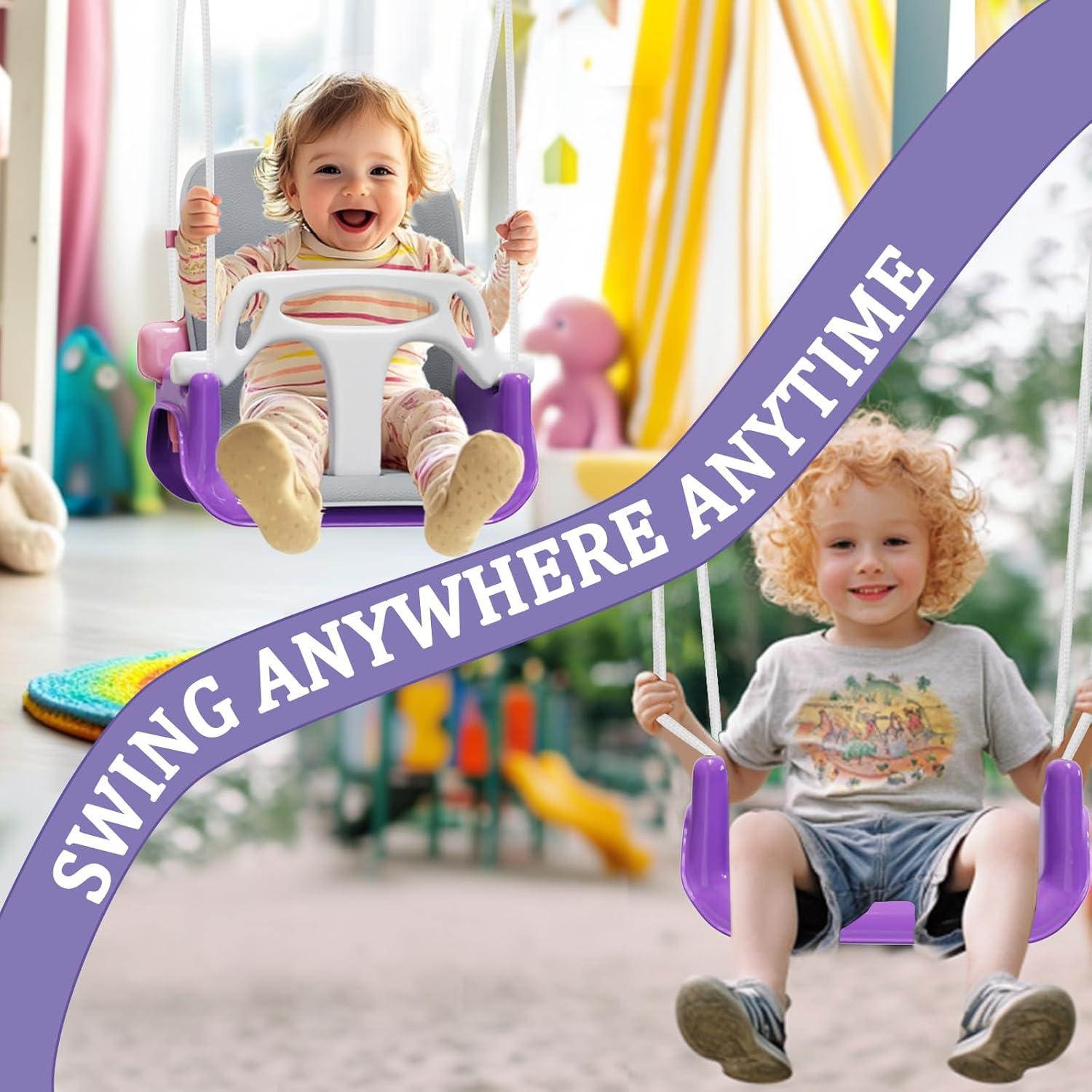 Columpio y Saltador 2 en 1 JWPEHOE Rosa Plegable con Cojín