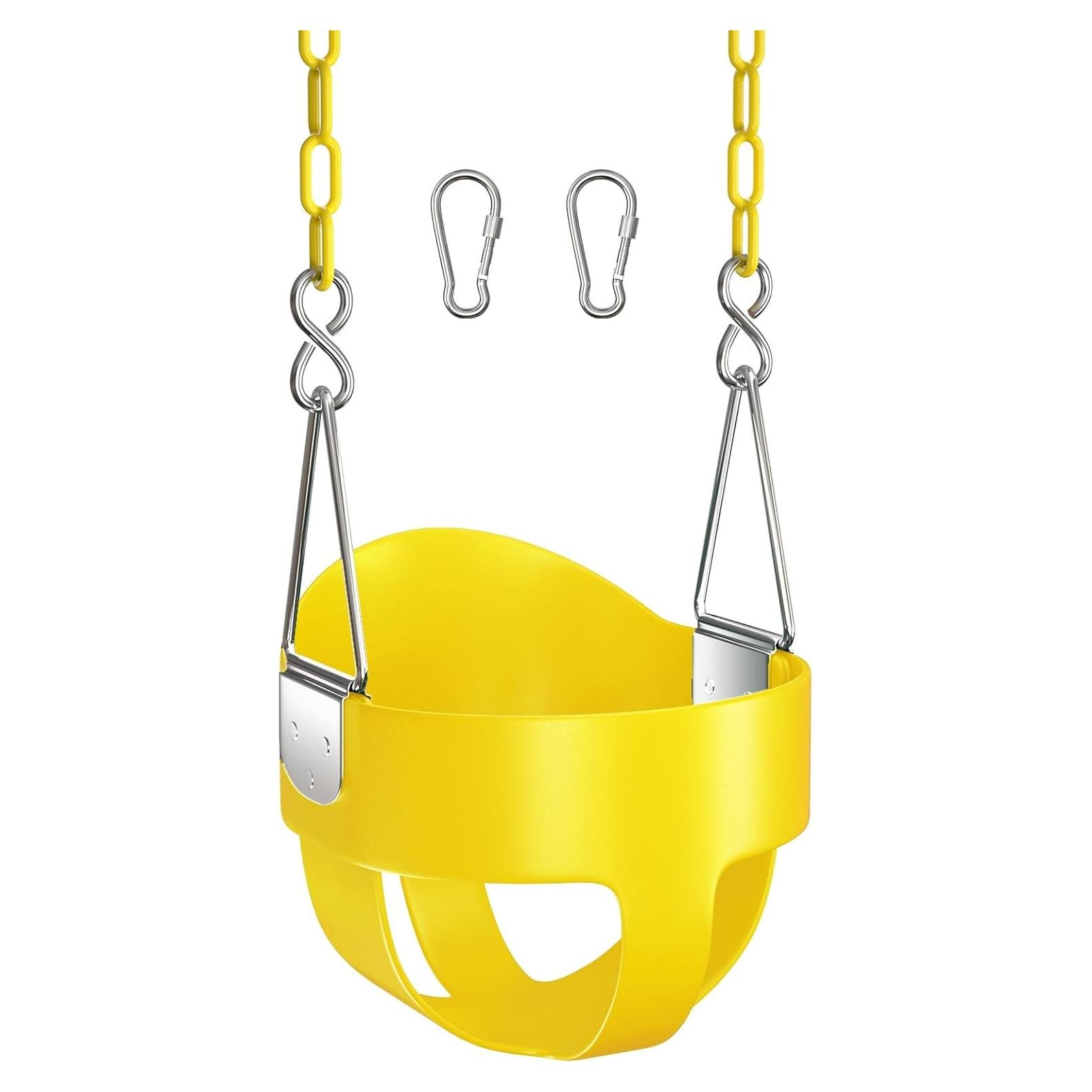 Asiento de Columpio para Niños AGPTEK Amarillo con Respaldo Alto