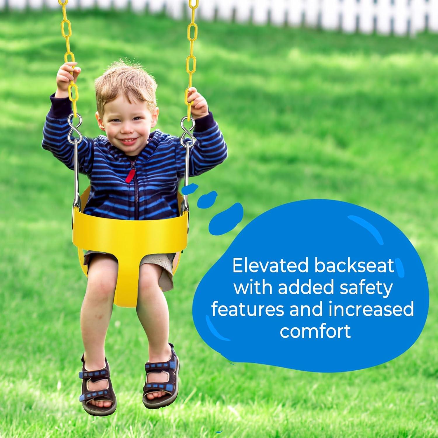 Asiento de Columpio para Niños AGPTEK Amarillo con Respaldo Alto