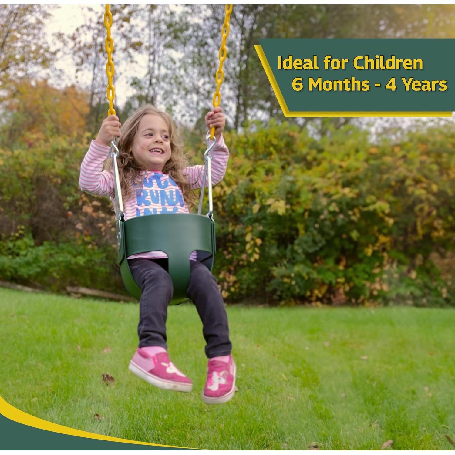 Asiento de Columpio Cubo Completo Eastern Jungle Gym Verde Amarillo