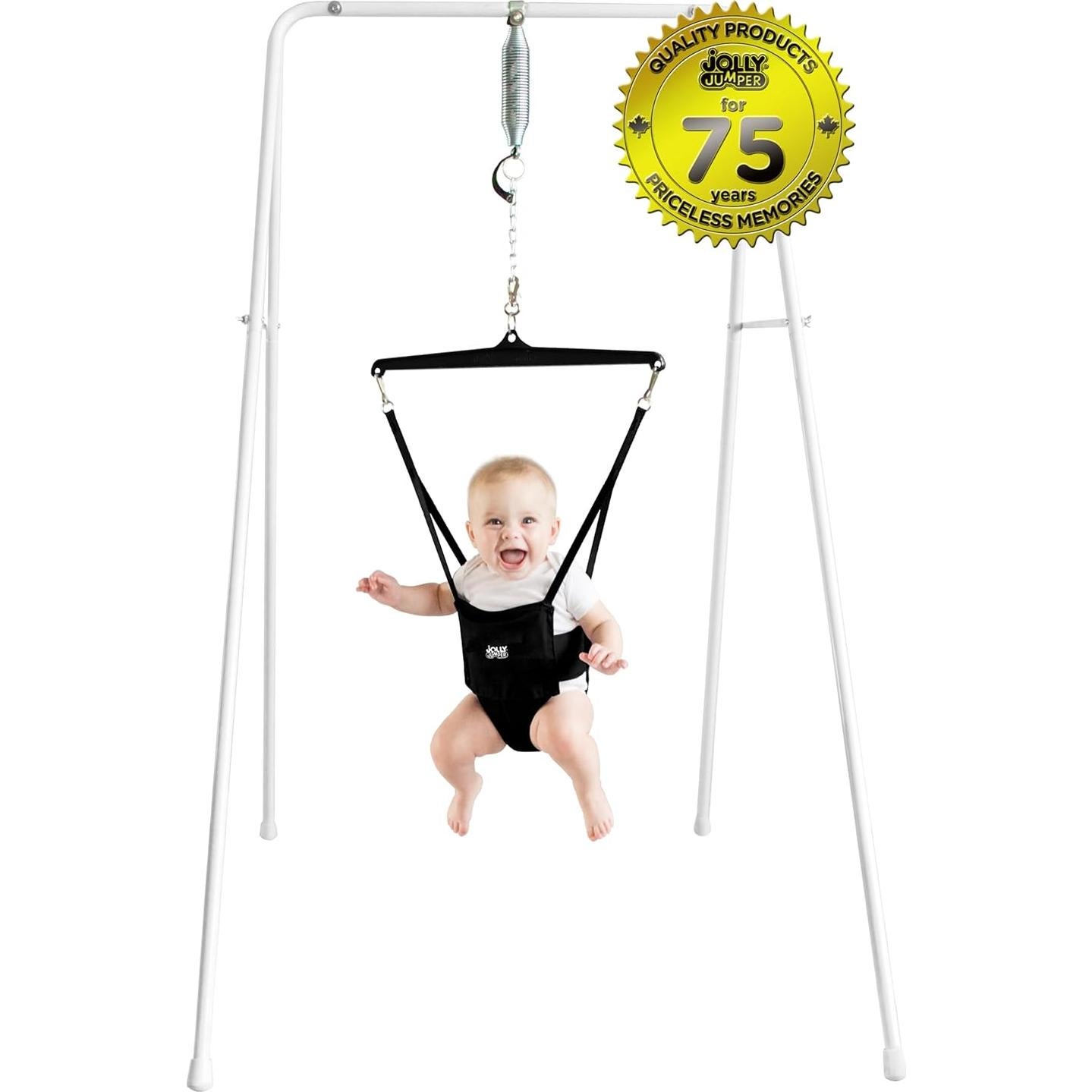 Saltador para Bebés Jolly Jumper Clásico Negro - Altura Ajustable, hasta 12.7 kg