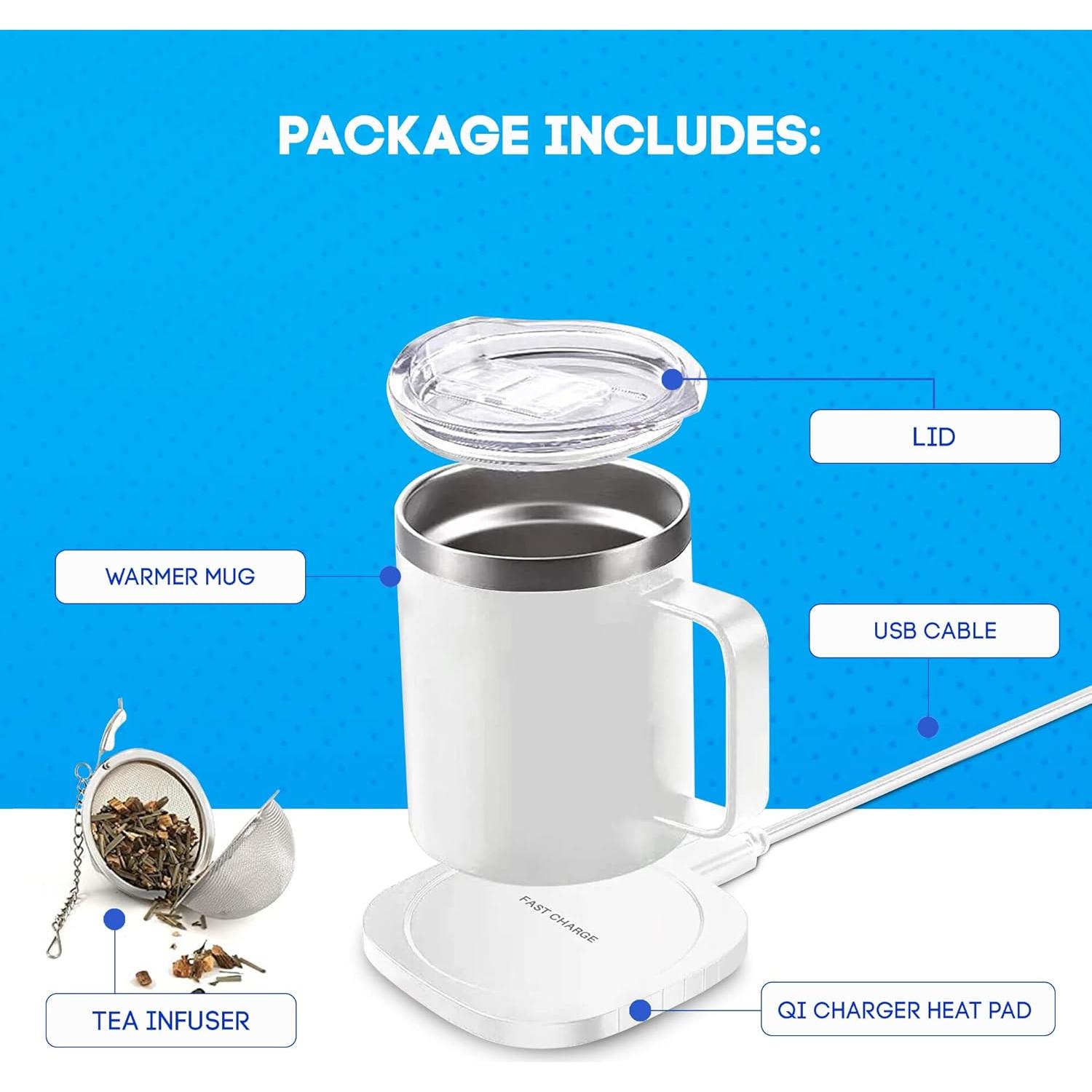 Taza Calentadora ZUGG Aislada 355ml con Cargador Qi Blanco