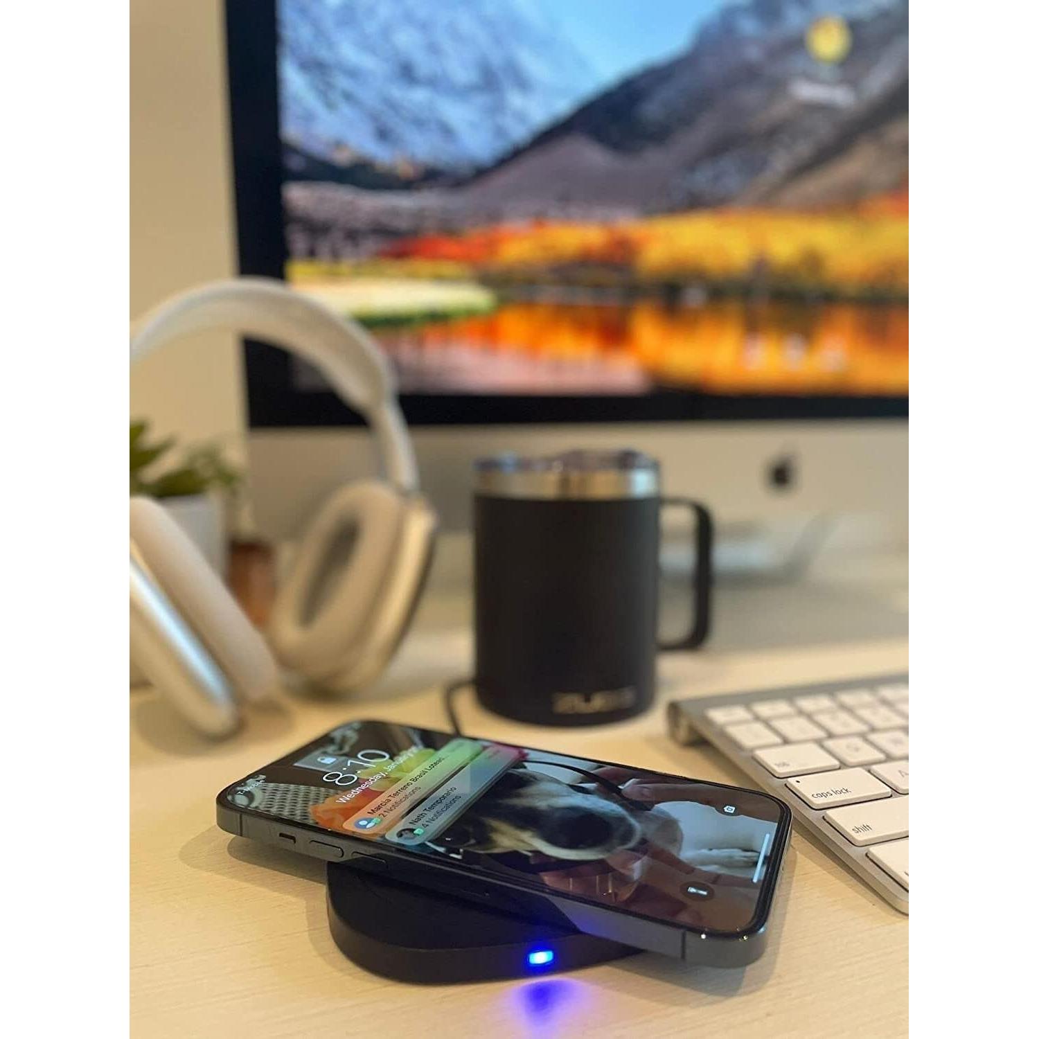 Taza Calentadora ZUGG Aislada 355ml con Cargador Qi Blanco