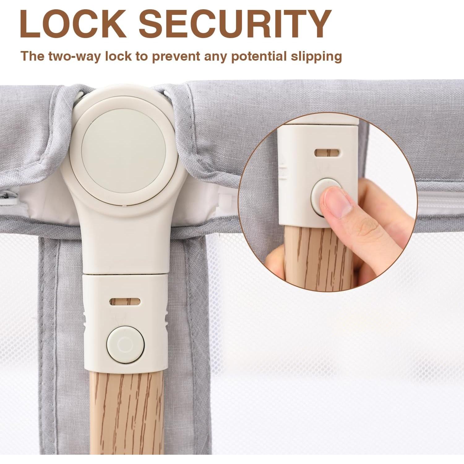 Cuna de Lado Plegable Venowu Gris con Malla Transpirable