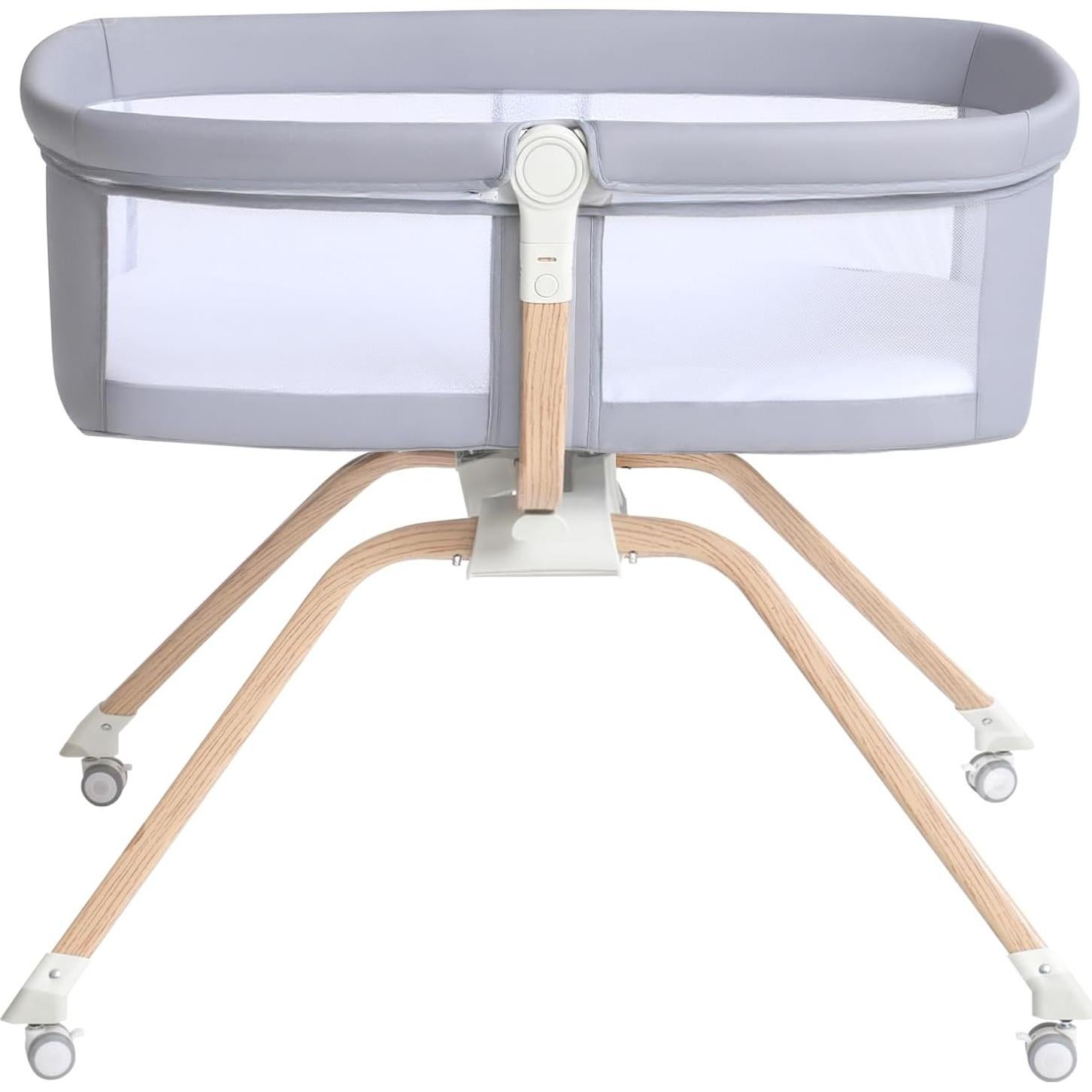 Cuna de Lado Plegable Venowu Gris con Malla Transpirable