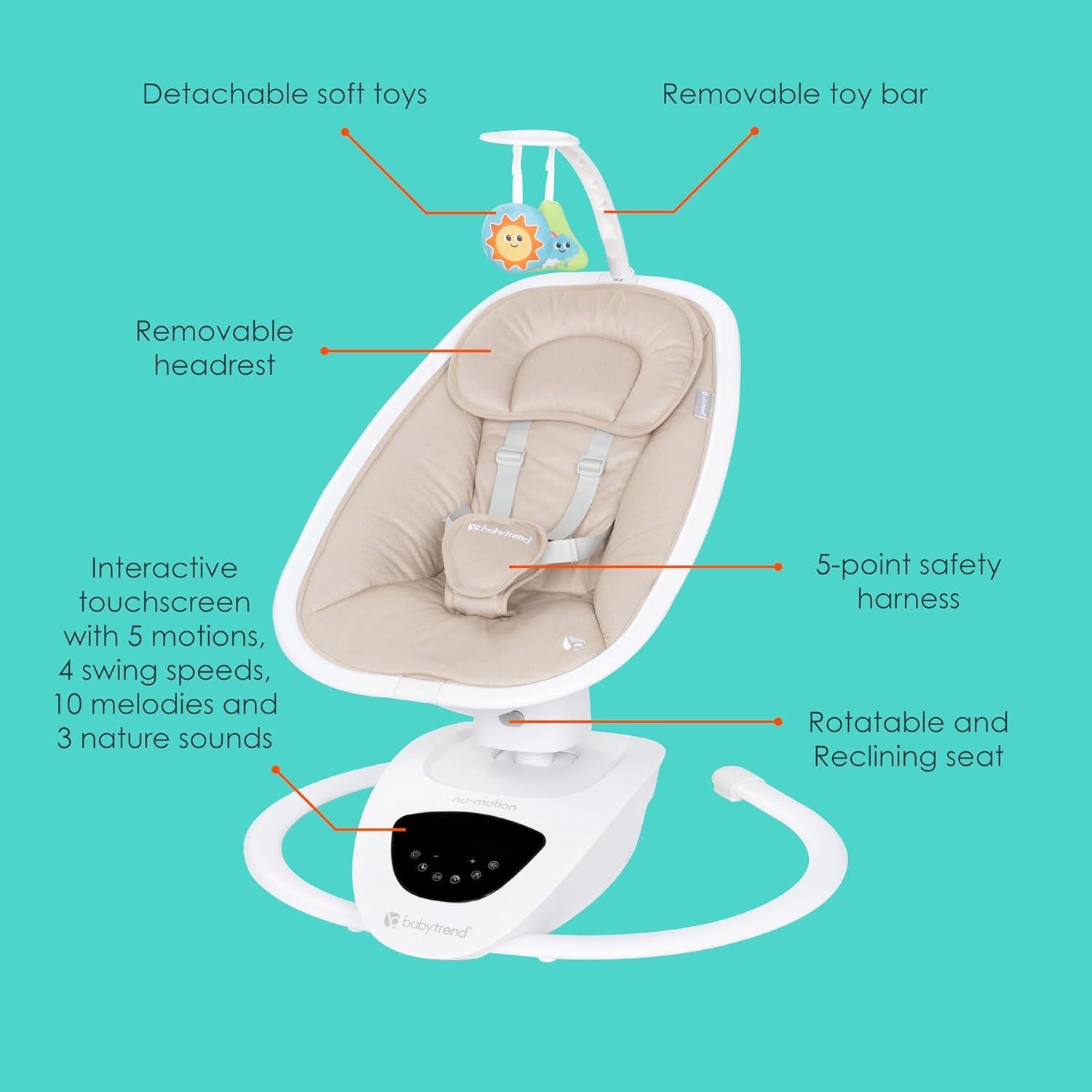 Columpio Baby Trend NuMotion Infinity 5 Modos Tan Dash