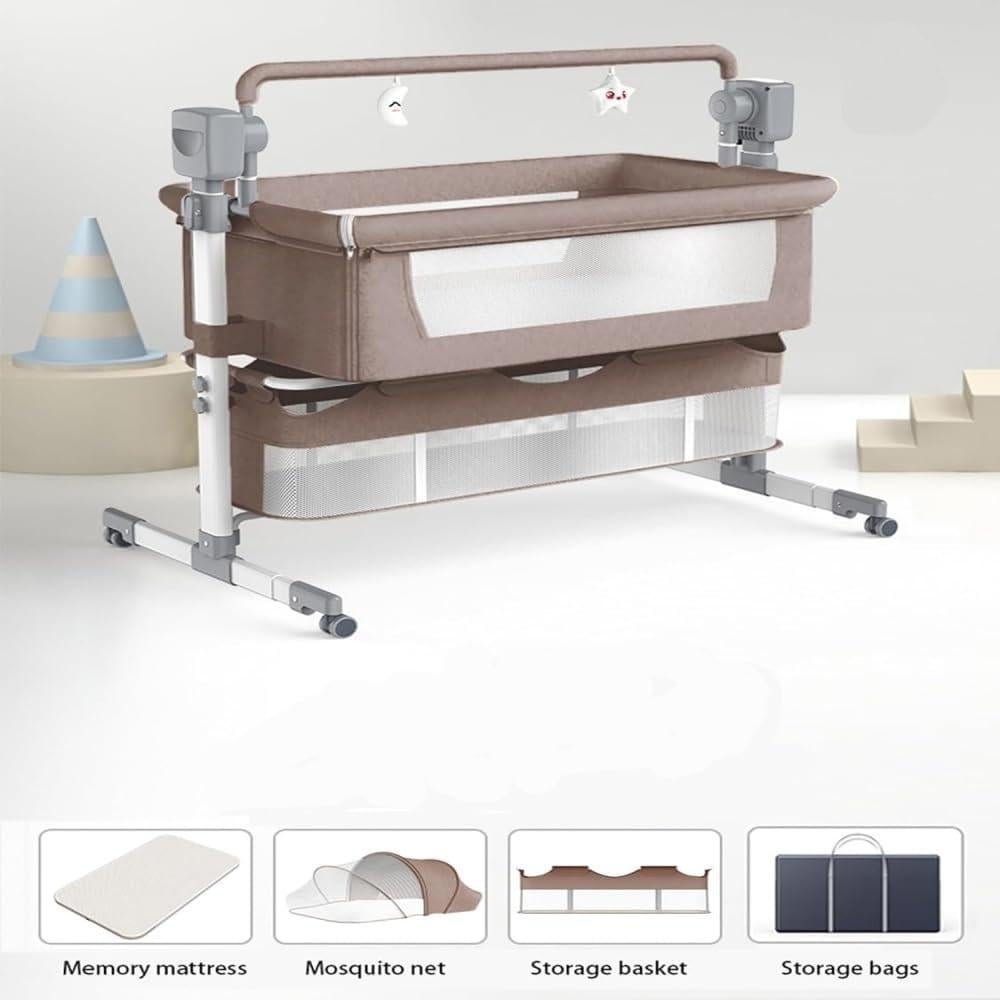 Cuna Lateral Ajustable Dziranam con Ruedas y Malla Transpirable