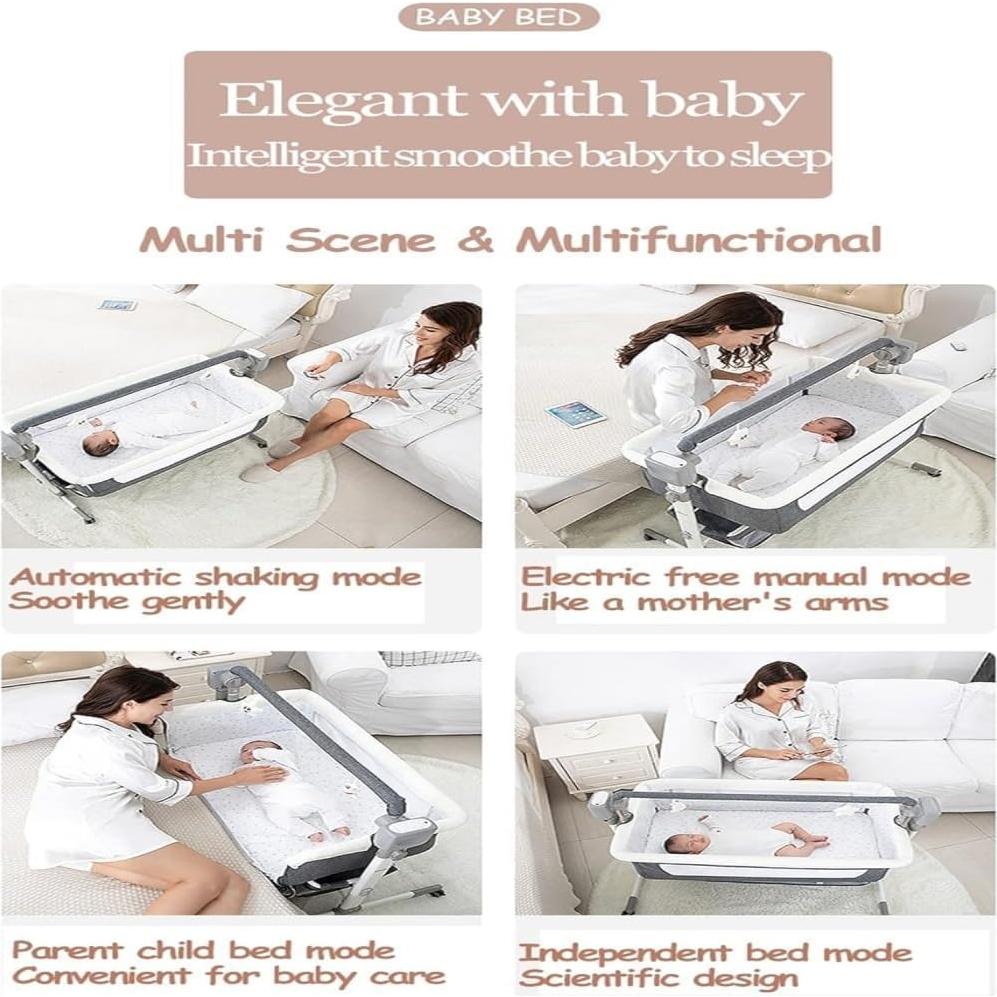 Cuna Lateral Ajustable Dziranam con Ruedas y Malla Transpirable