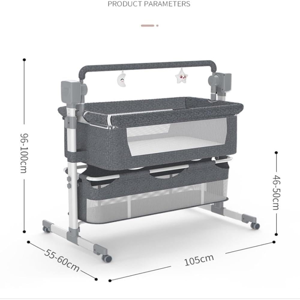 Cuna Lateral Ajustable Dziranam con Ruedas y Malla Transpirable