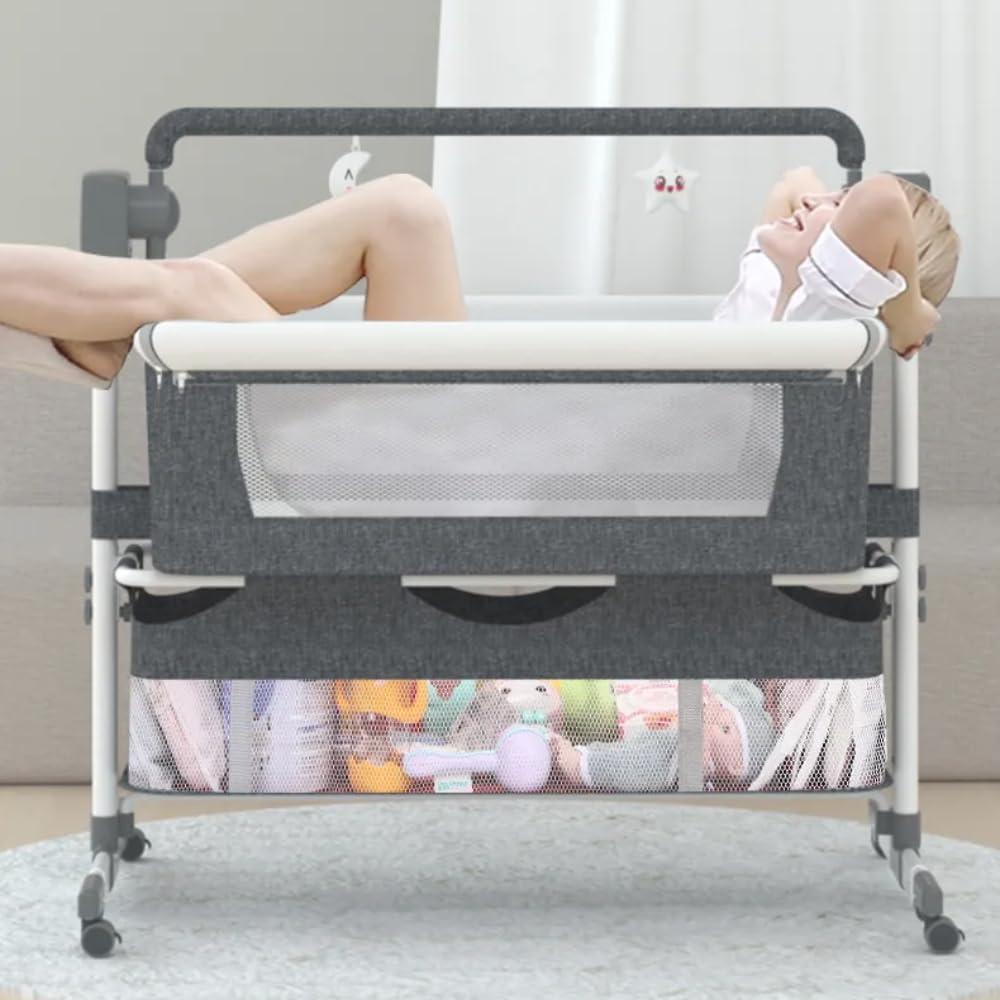 Cuna Lateral Ajustable Dziranam con Ruedas y Malla Transpirable