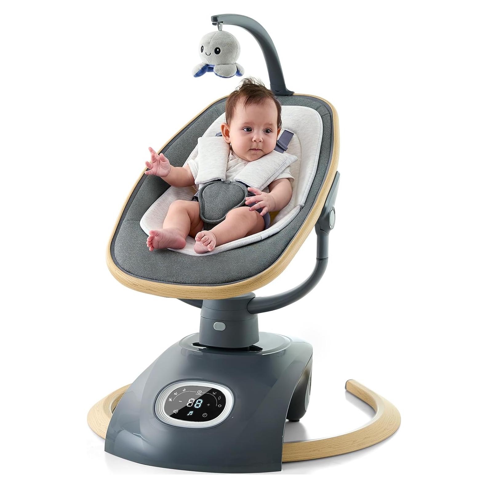 Columpio Eléctrico VaVaSoo para Bebés 5 Velocidades Gris