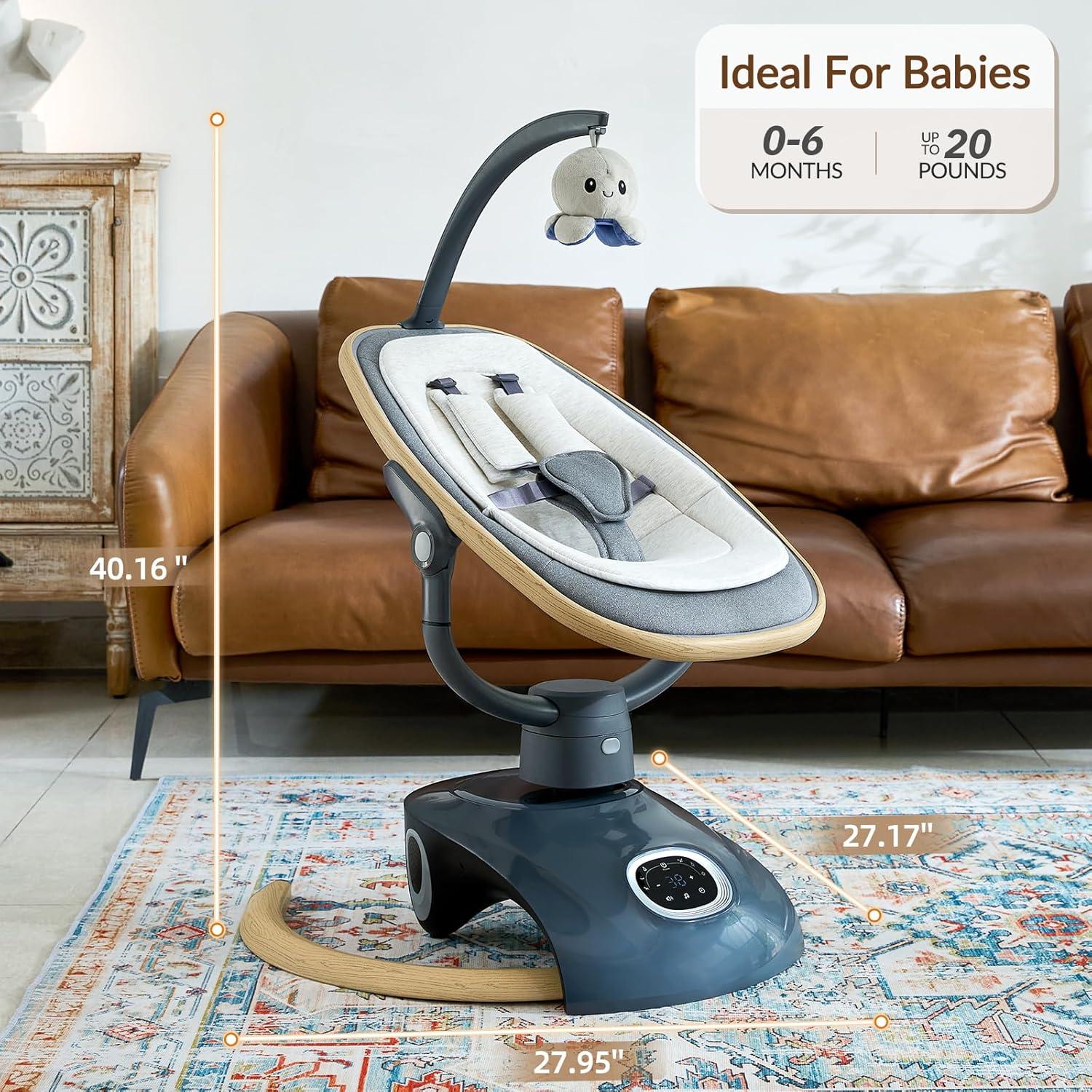 Columpio Eléctrico VaVaSoo para Bebés 5 Velocidades Gris