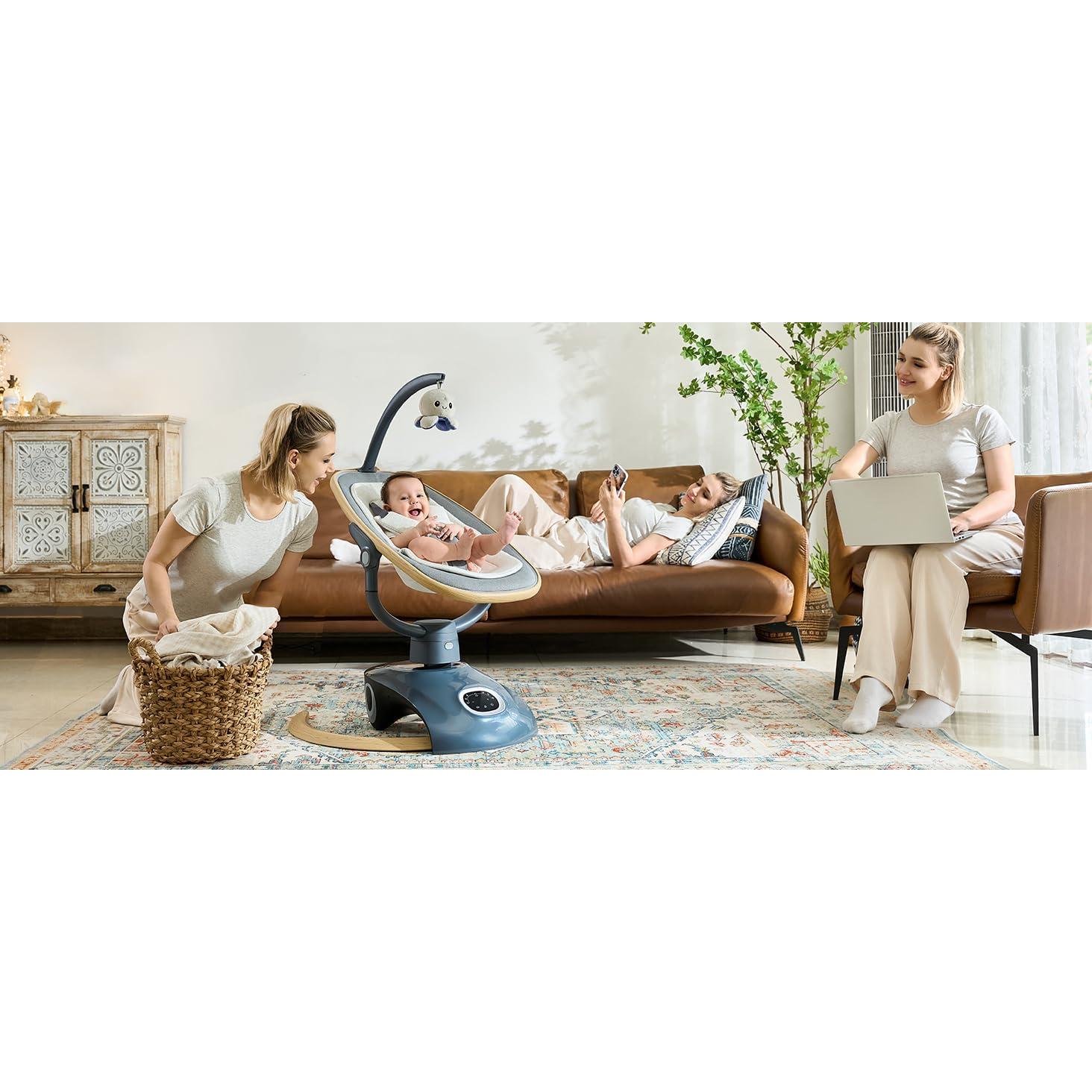 Columpio Eléctrico VaVaSoo para Bebés 5 Velocidades Gris