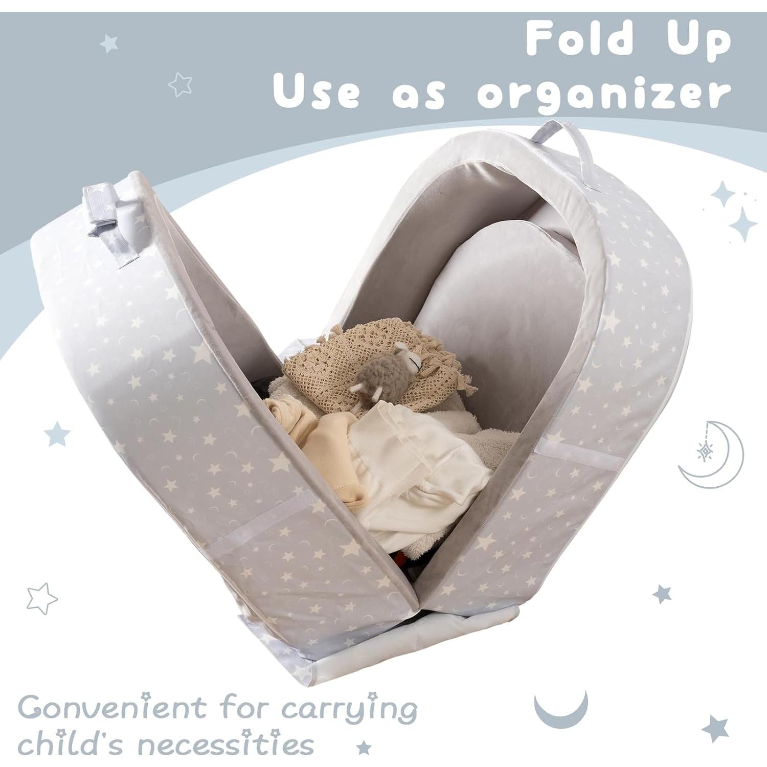 Cama de viaje portátil BYBYME - Cuna plegable impermeable gris