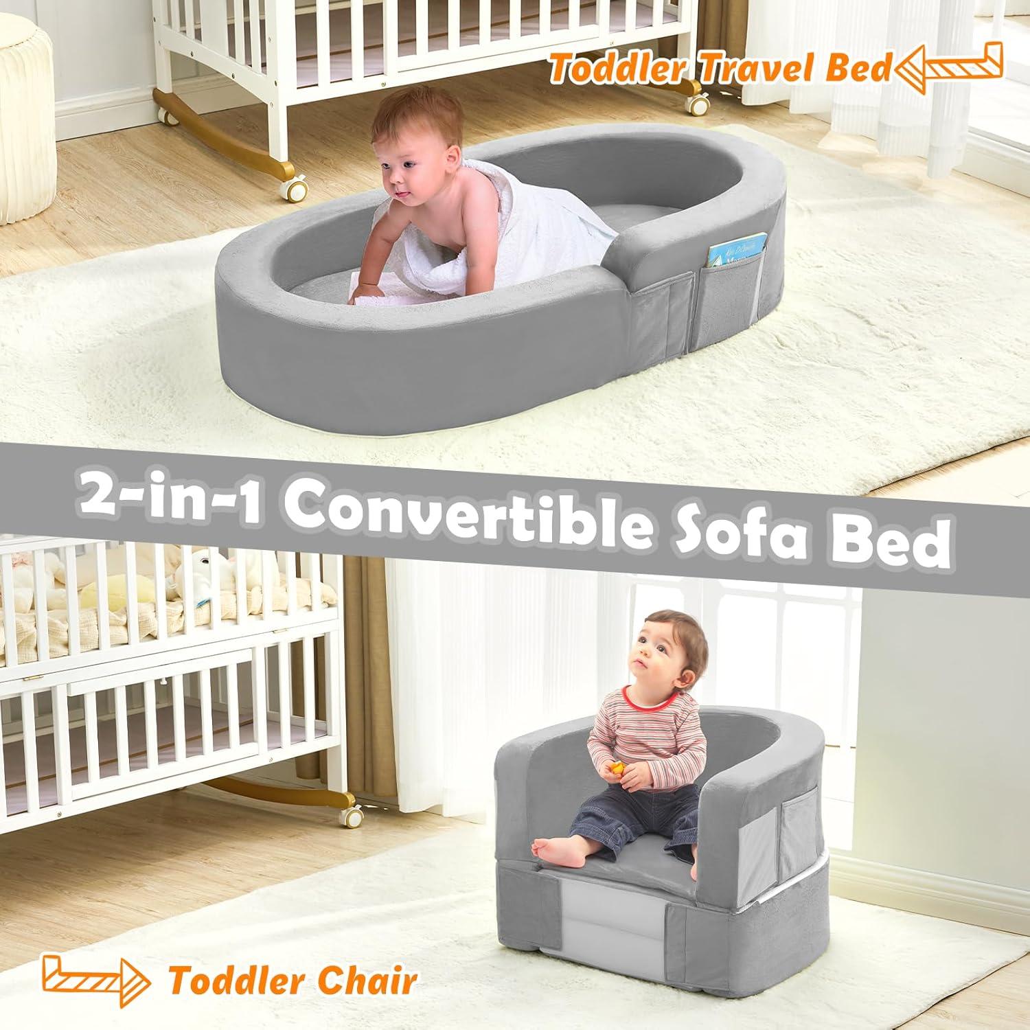 Cama de Viaje 2-en-1 QUCHI para Niños Pequeños - Plegable y Portátil