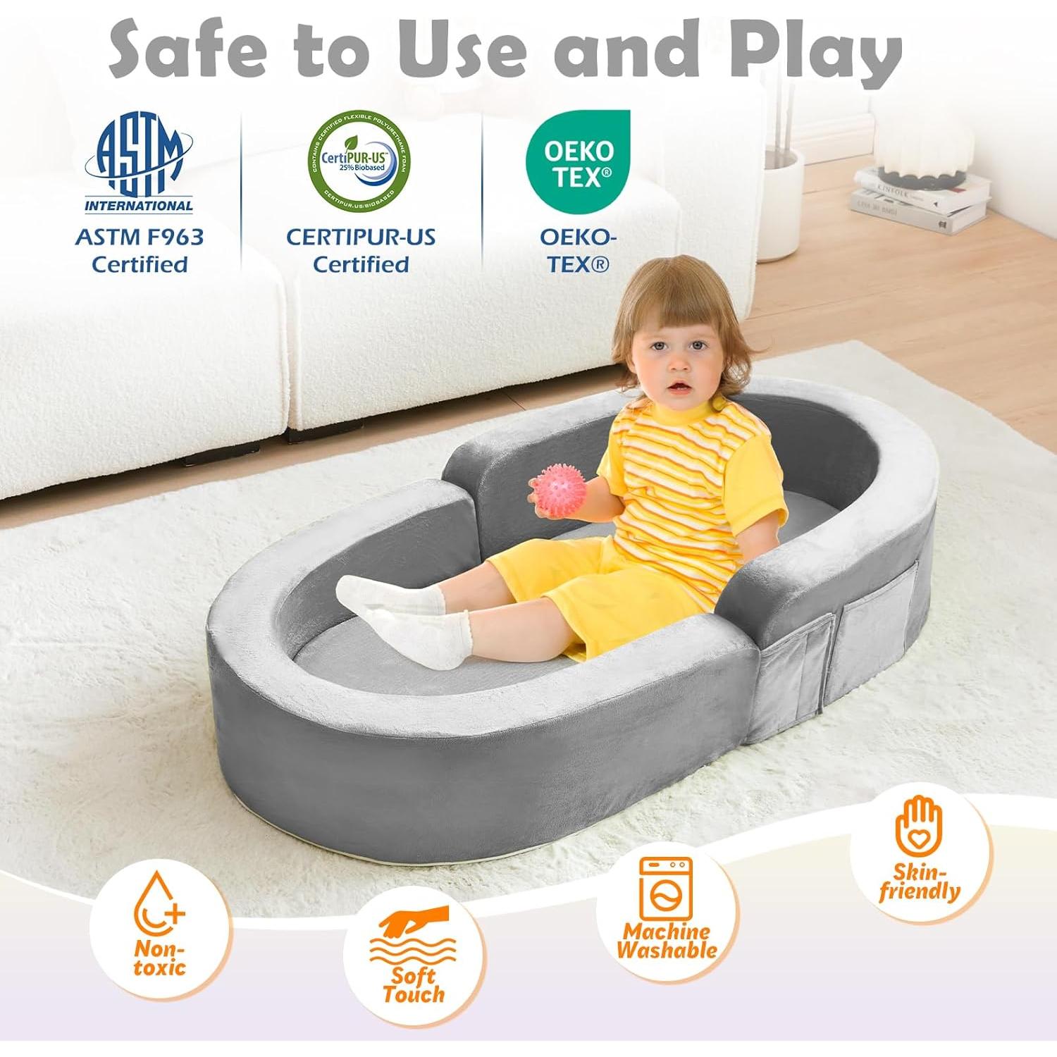 Cama de Viaje 2-en-1 QUCHI para Niños Pequeños - Plegable y Portátil