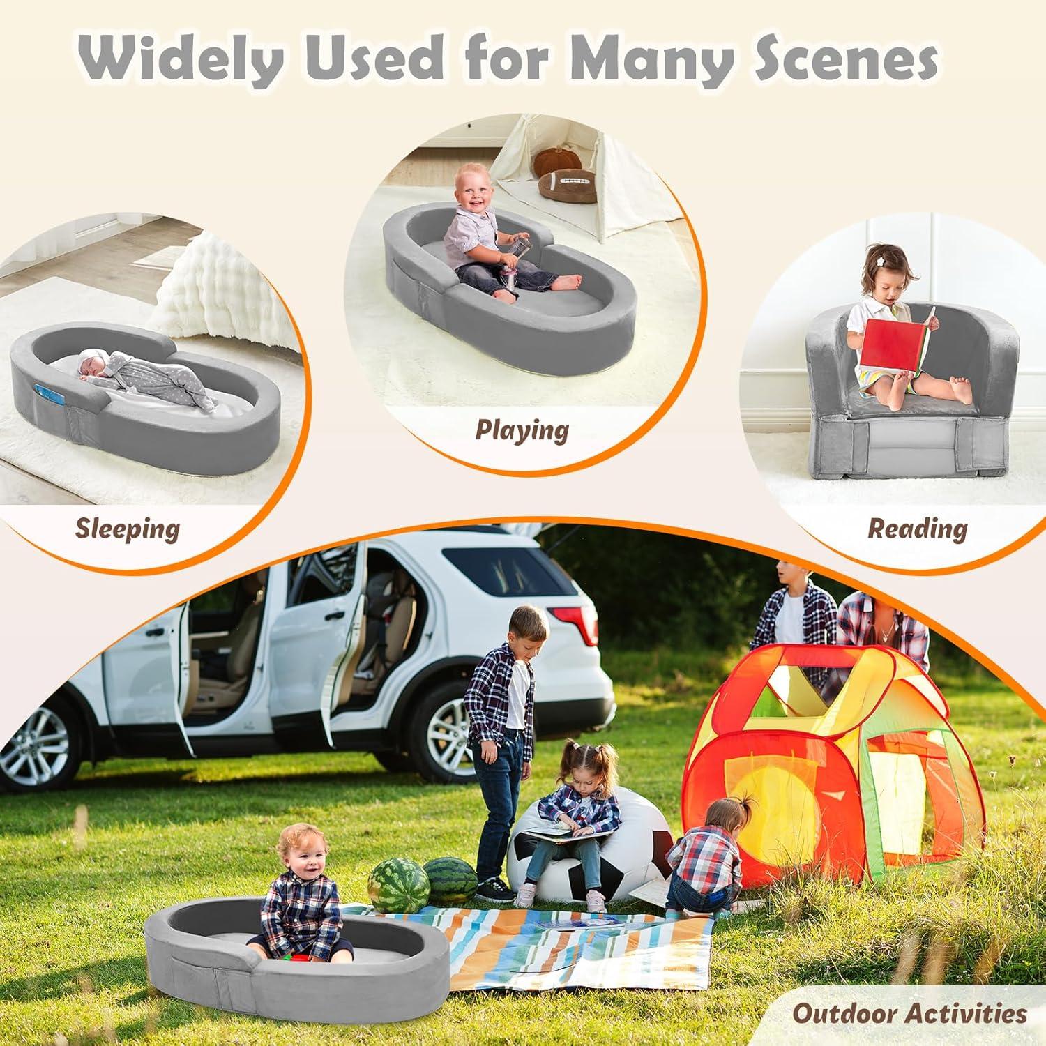 Cama de Viaje 2-en-1 QUCHI para Niños Pequeños - Plegable y Portátil