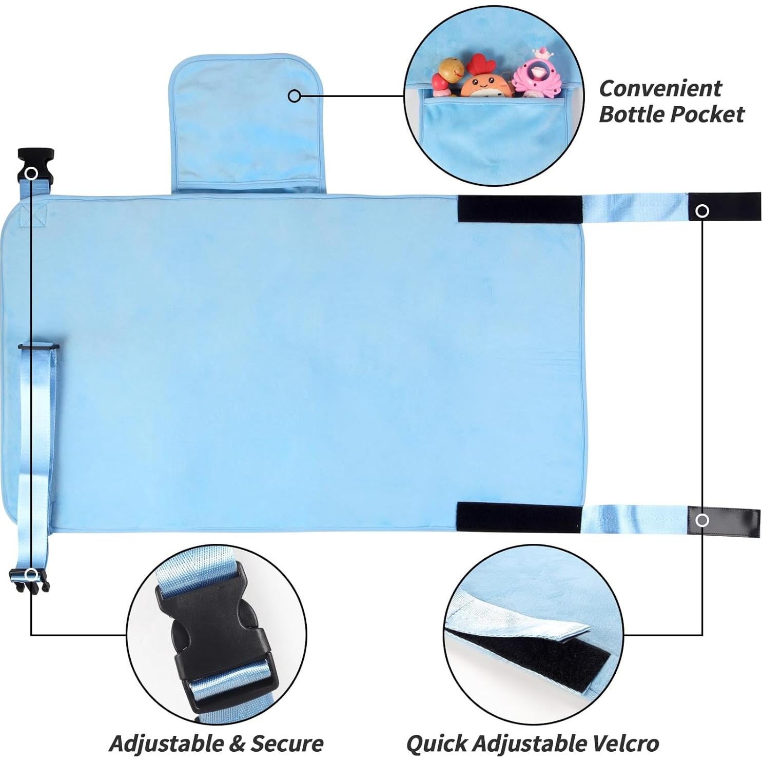 Cama de avión portátil AWAHITAWA para niños - Azul, 80x45 cm