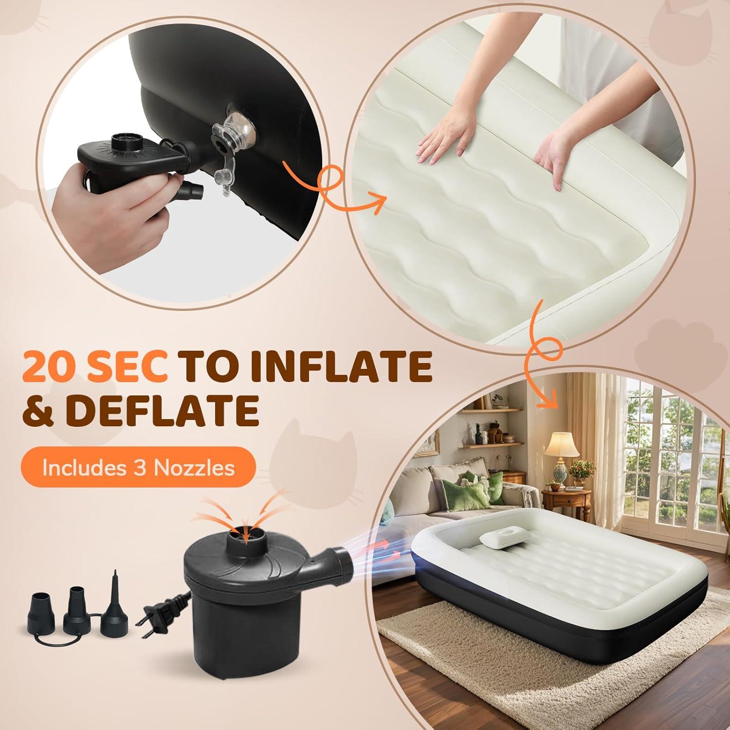 Cama de viaje inflable Abdtech para niños - 162.9x113 cm