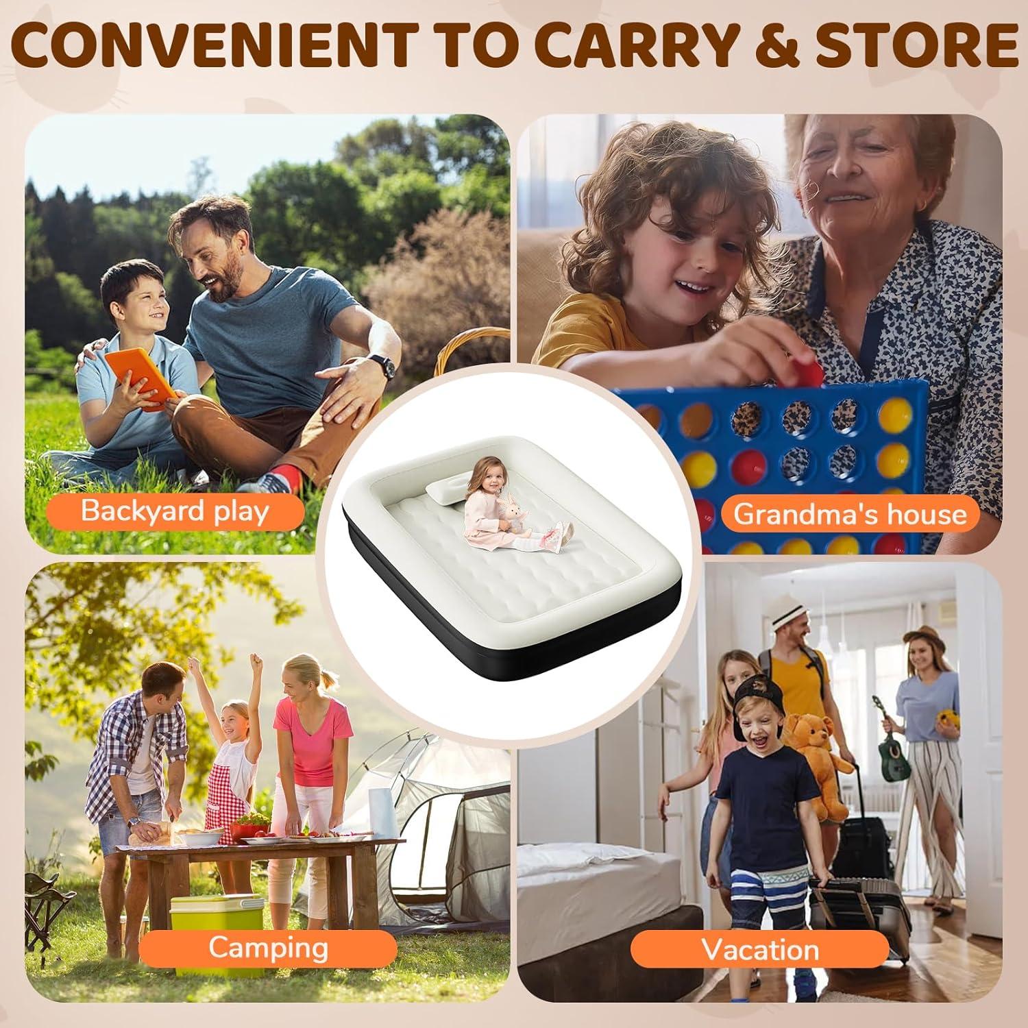 Cama de viaje inflable Abdtech para niños - 162.9x113 cm